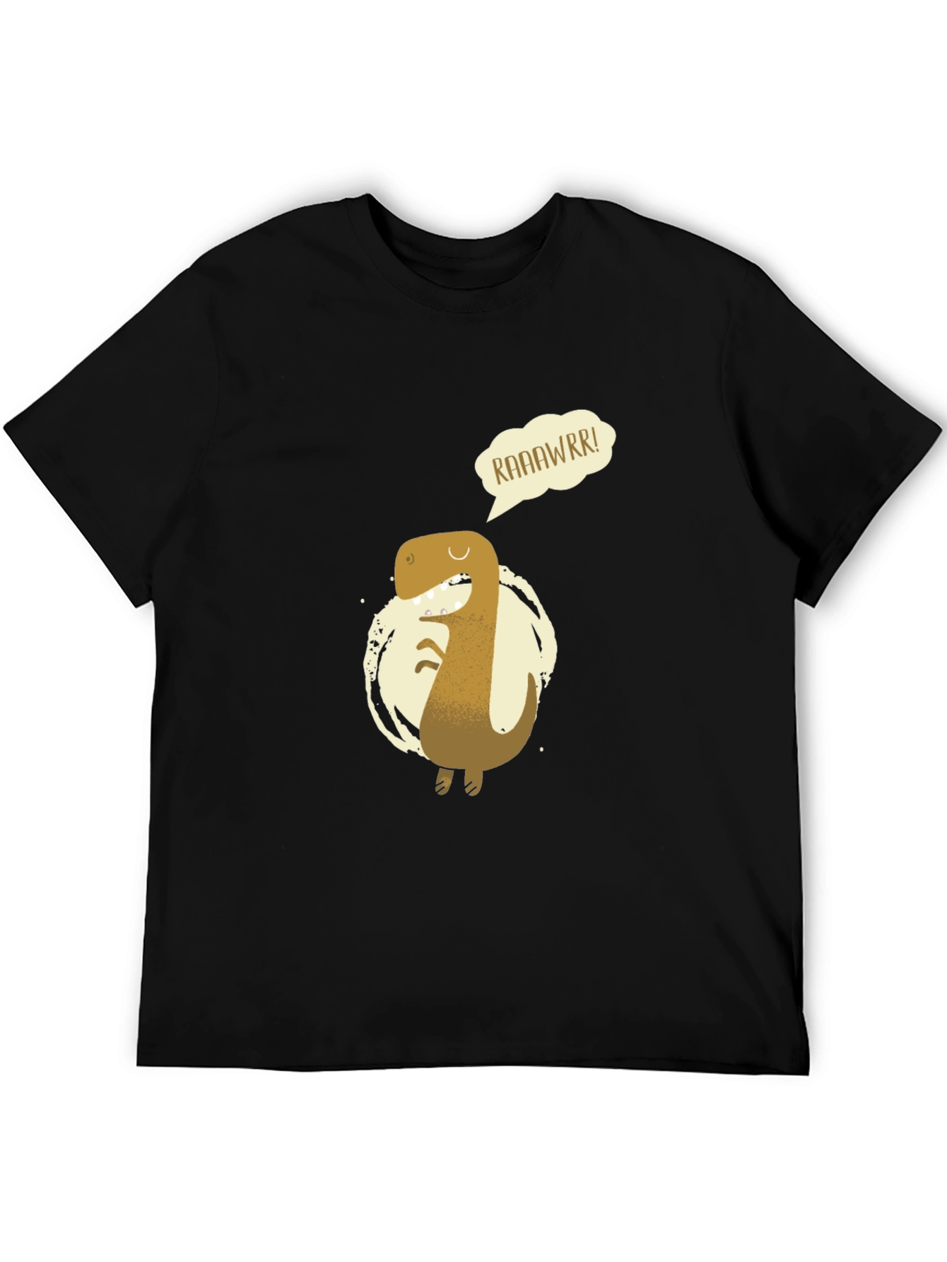 Roaring Dino Graphic Tee - Black Cotton T-Shirt