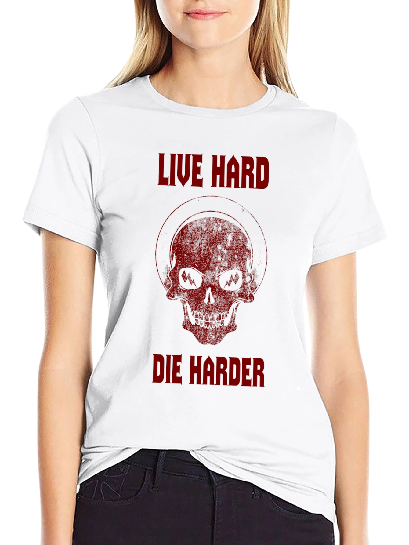 Live Hard Die Harder Skull Graphic T-Shirt