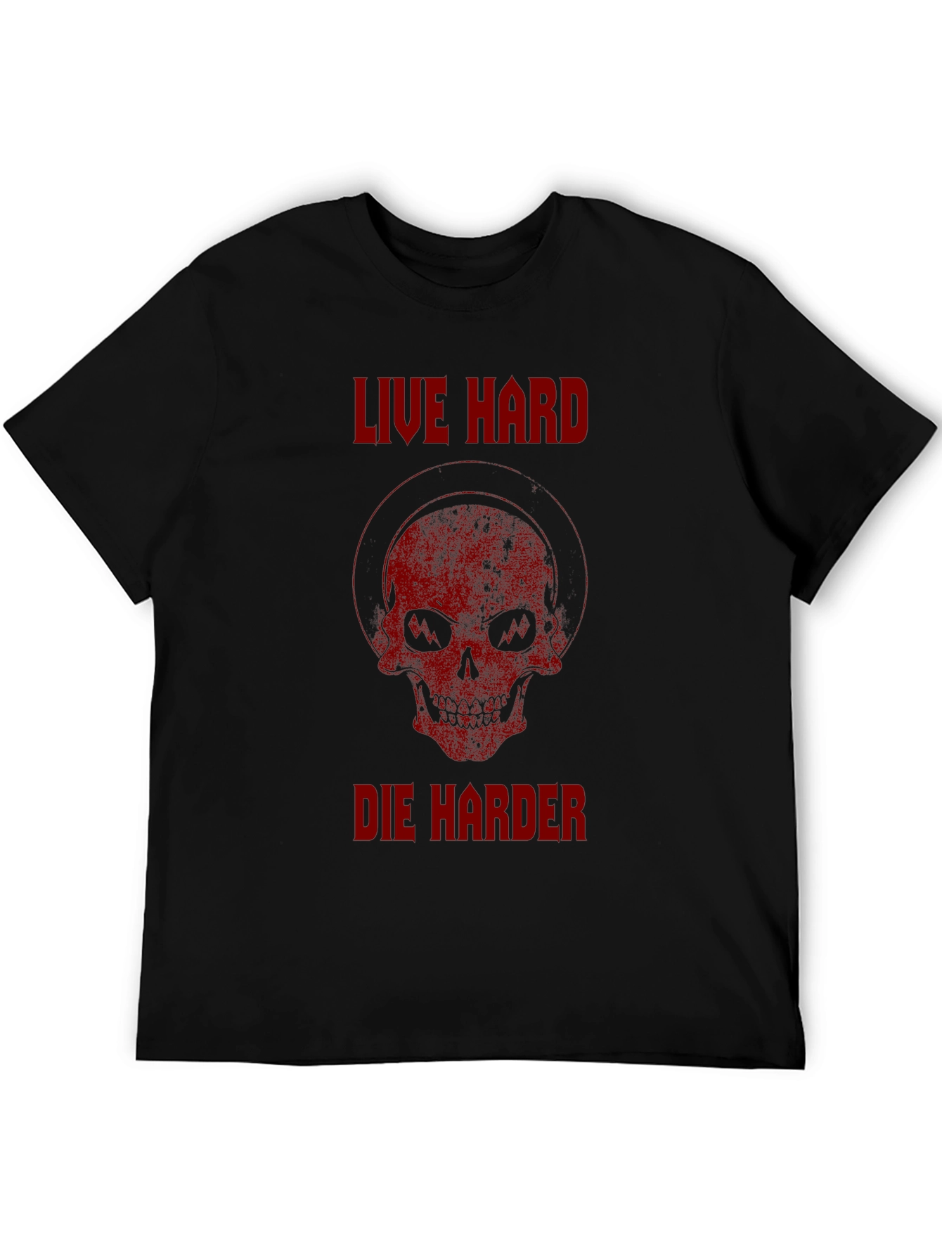 Live Hard Die Harder Skull Graphic T-Shirt