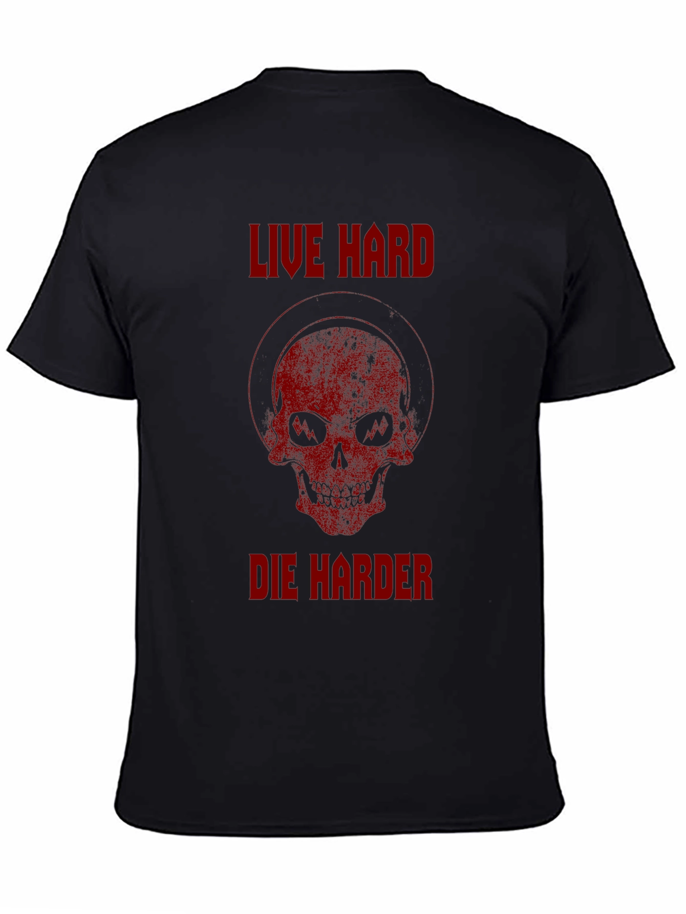 Live Hard Die Harder Skull Graphic T-Shirt