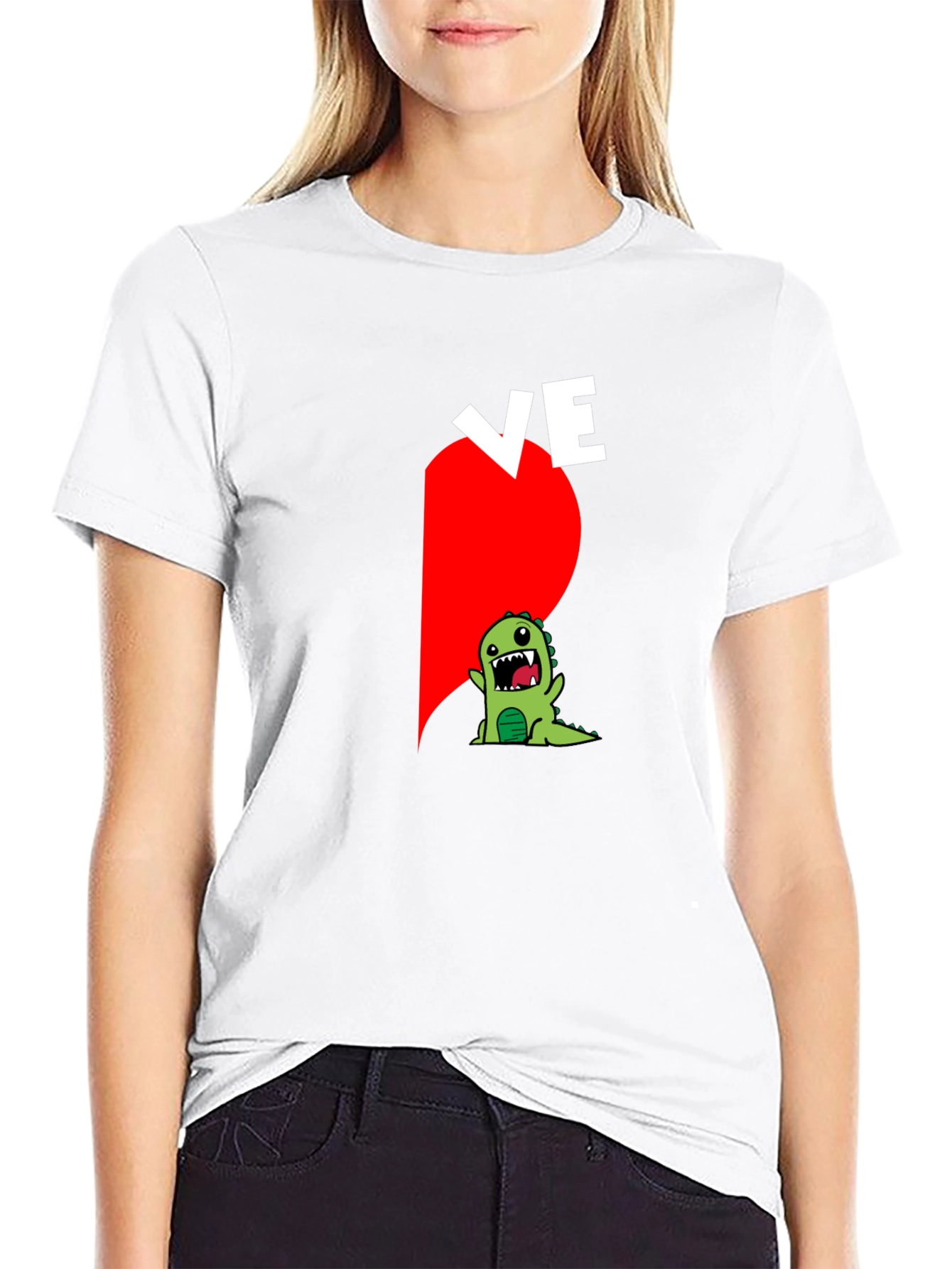 Couples Love Dino Black Graphic Tee