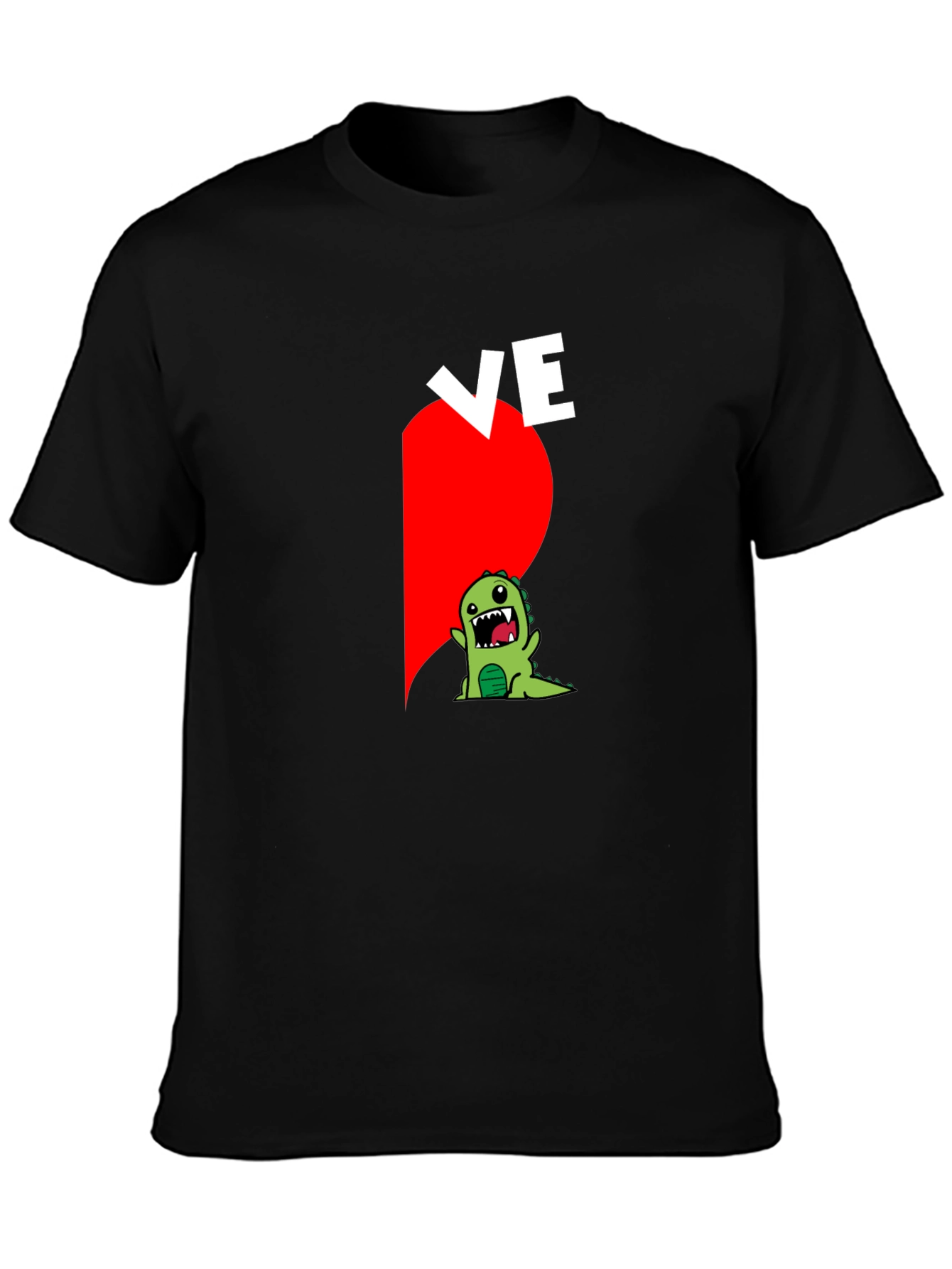 Couples Love Dino Black Graphic Tee