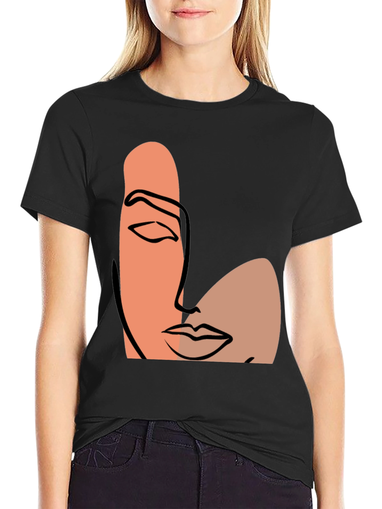 Abstract Face Graphic Tee - Modern Art Shirt