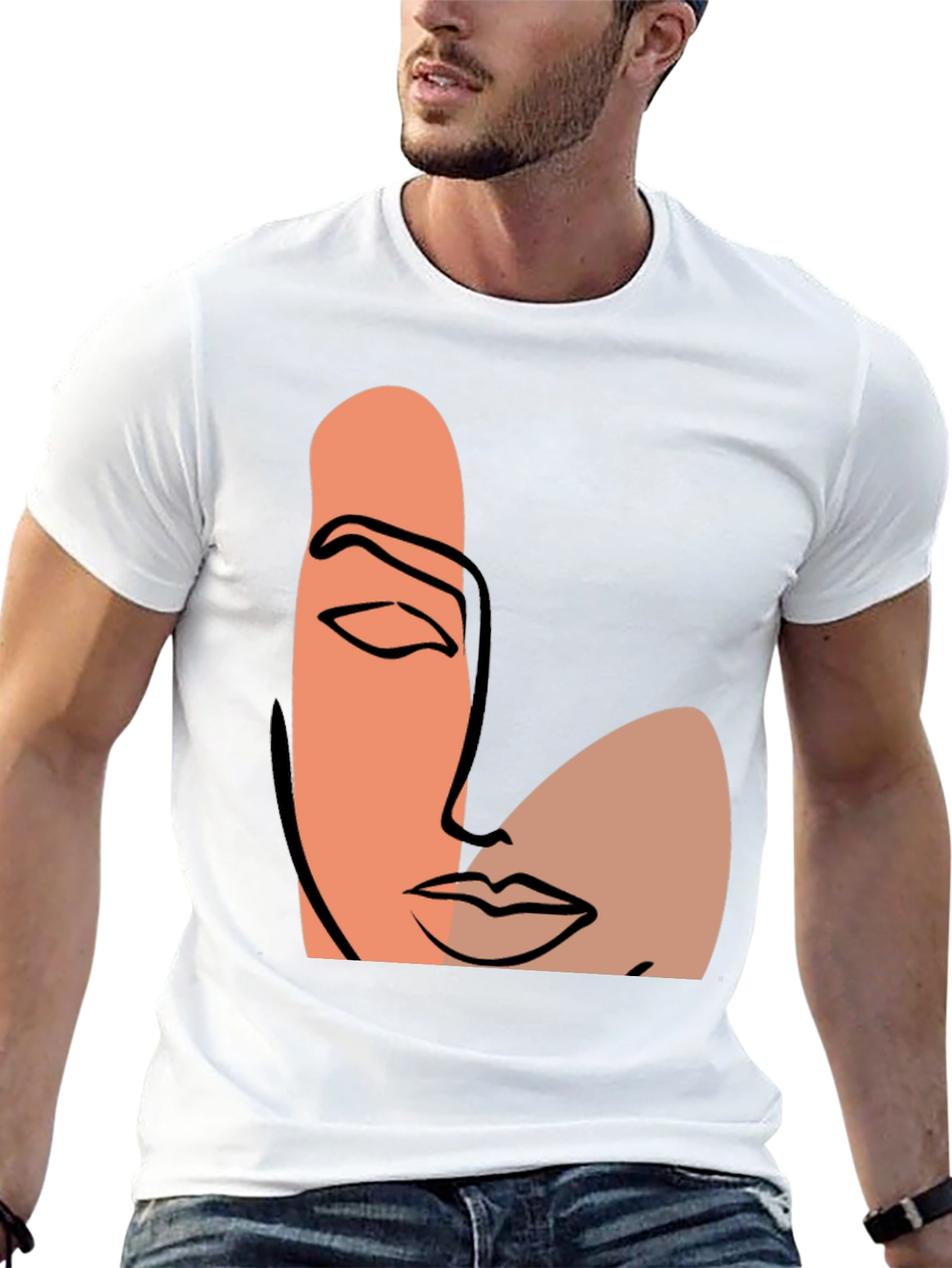 Abstract Face Graphic Tee - Modern Art Shirt