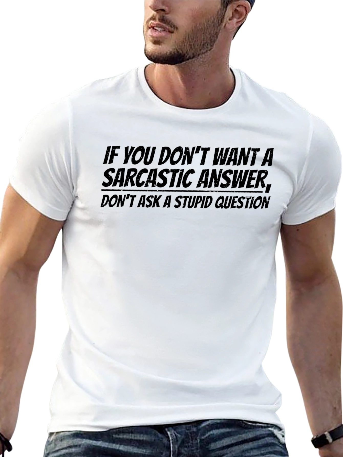 Sarcastic Answer Tee - Mens Black Graphic T-Shirt