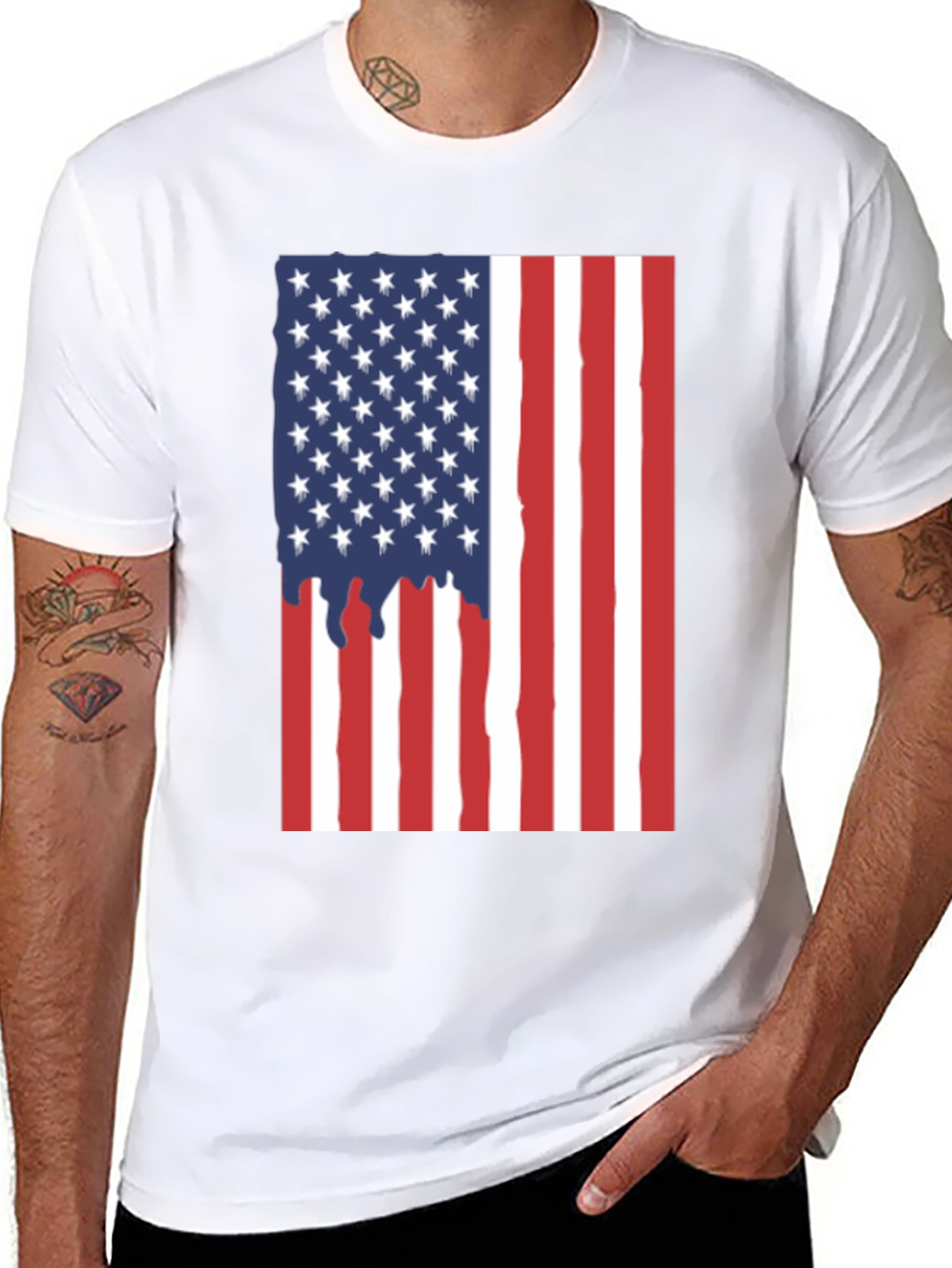 American Flag Dripping T-Shirt - Patriotic USA Pride Tee