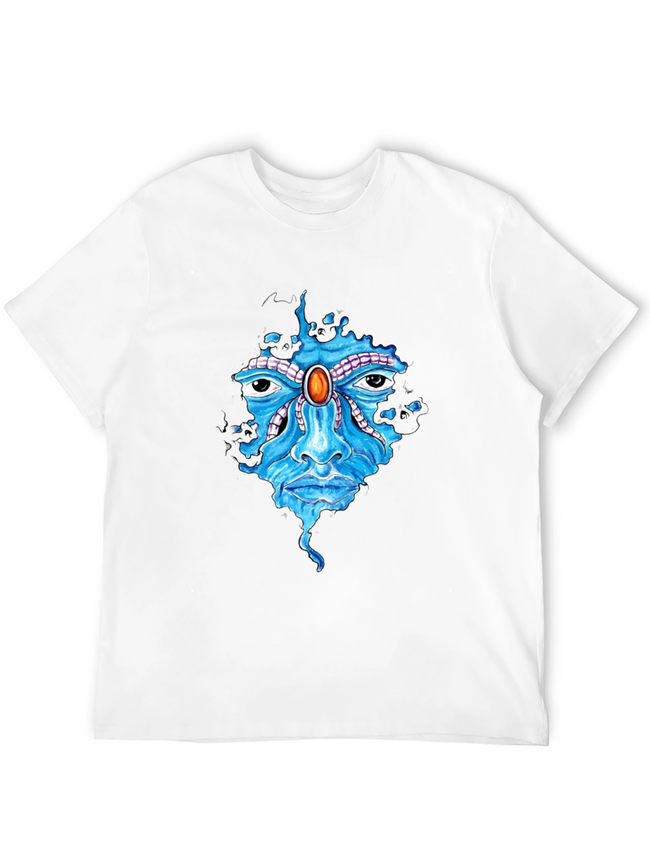 Abstract Face Graphic Print Mens Black T-Shirt