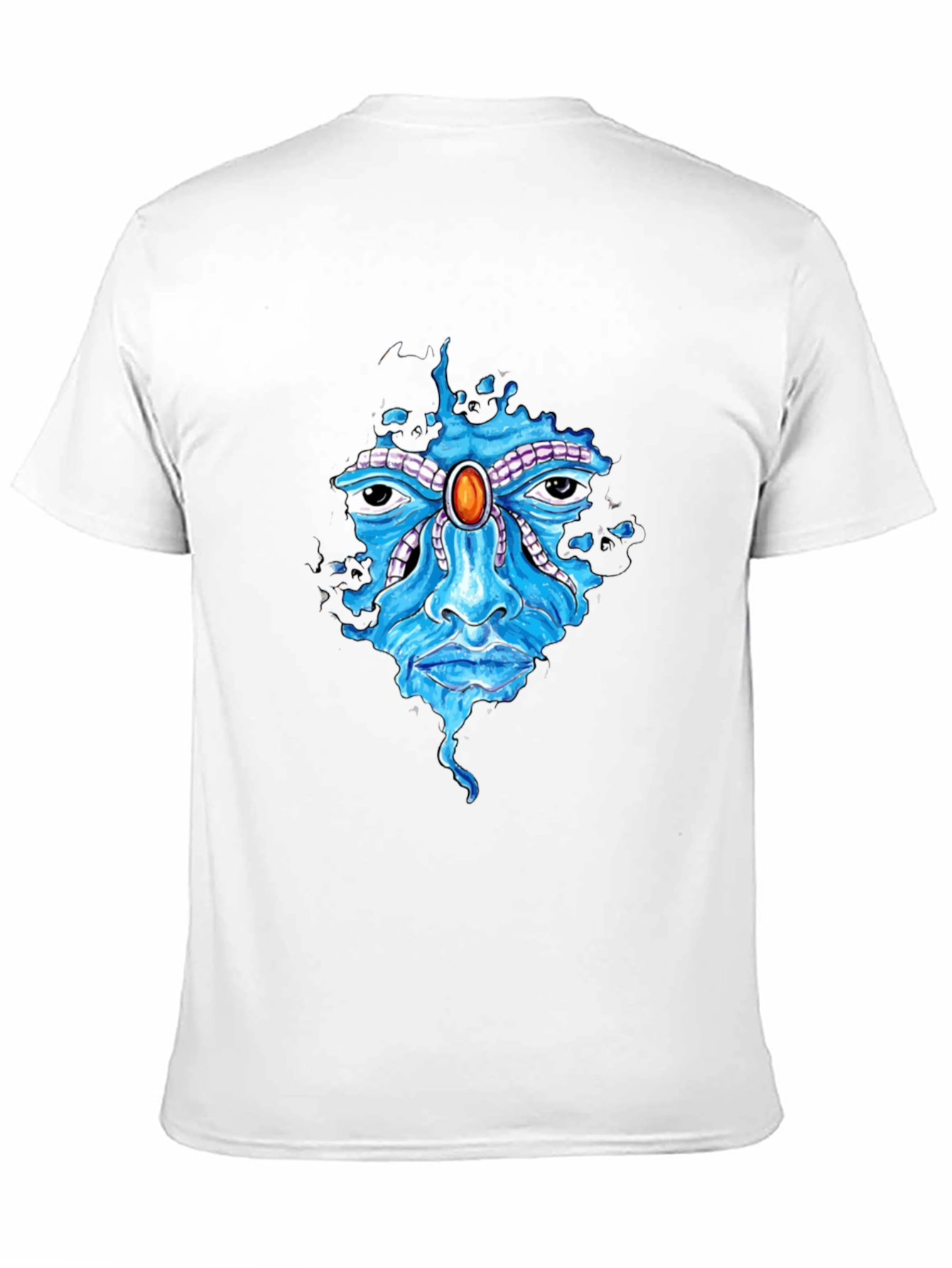 Abstract Face Graphic Print Mens Black T-Shirt