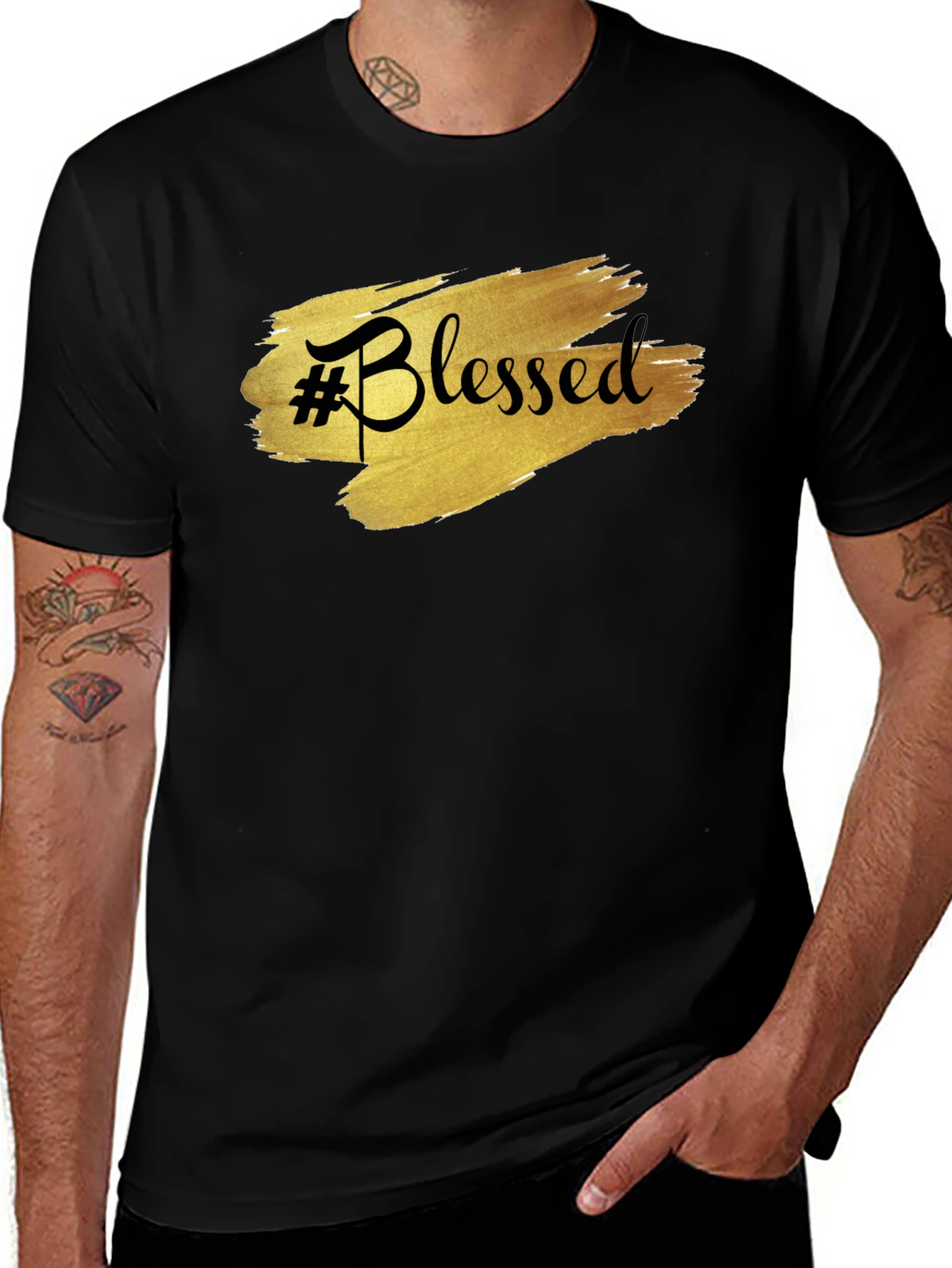 #Blessed Black Graphic T-Shirt
