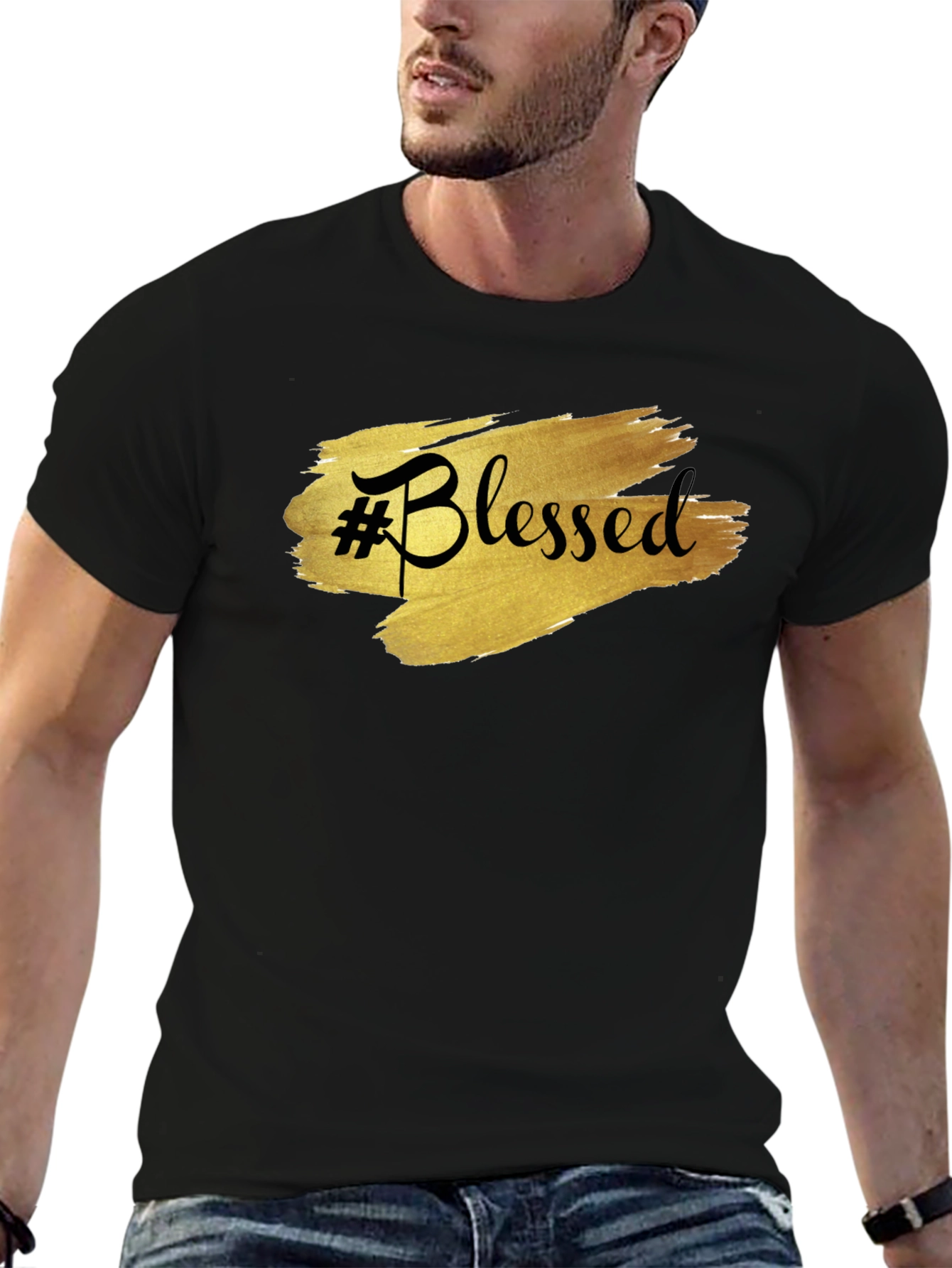 #Blessed Black Graphic T-Shirt