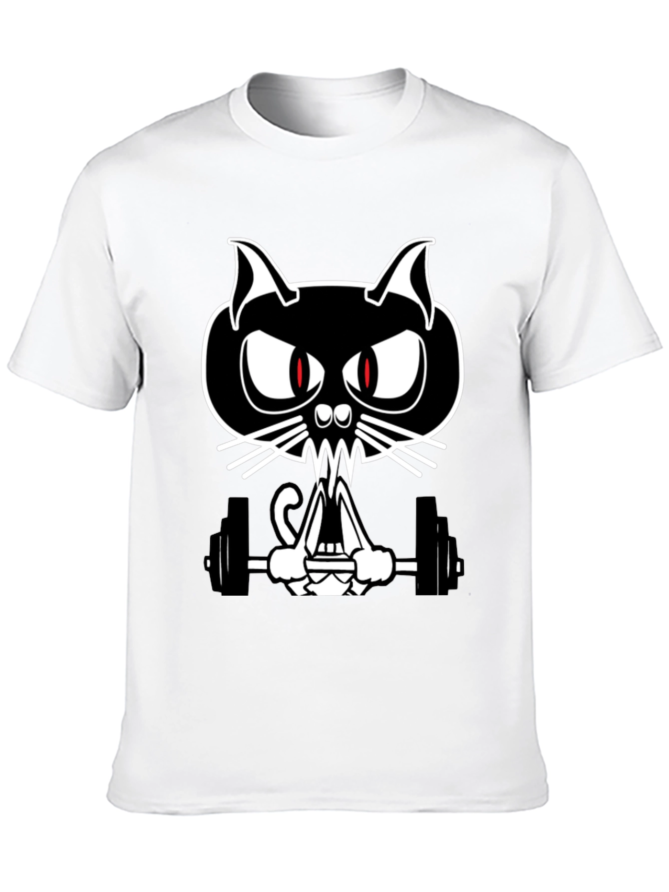 Weightlifting Cat Graphic Tee - Black