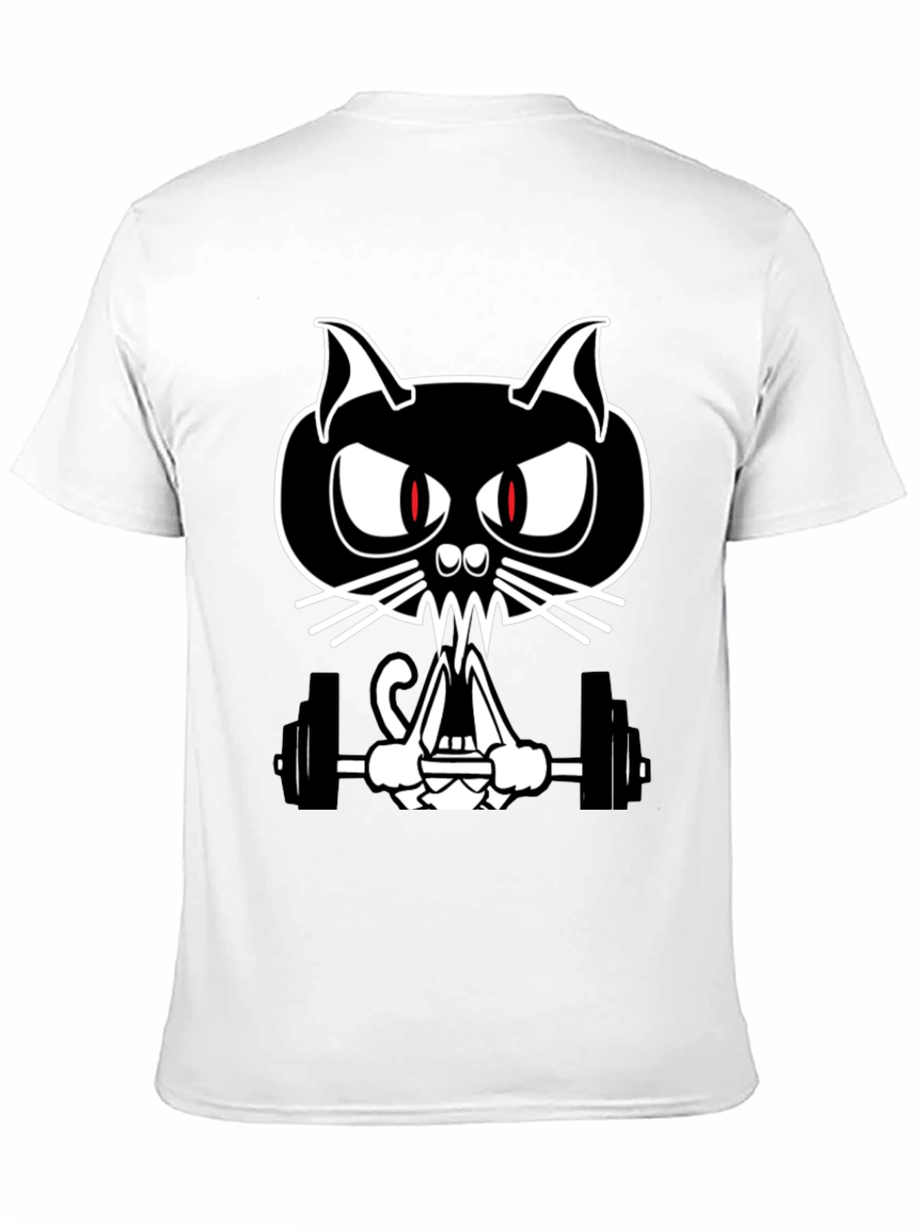 Weightlifting Cat Graphic Tee - Black