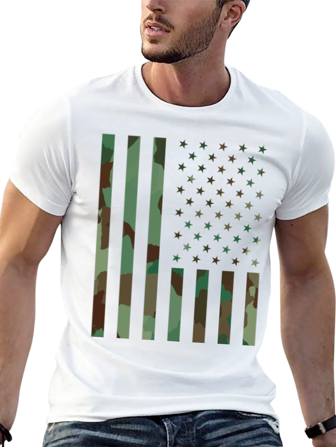 Camo American Flag Graphic T-Shirt