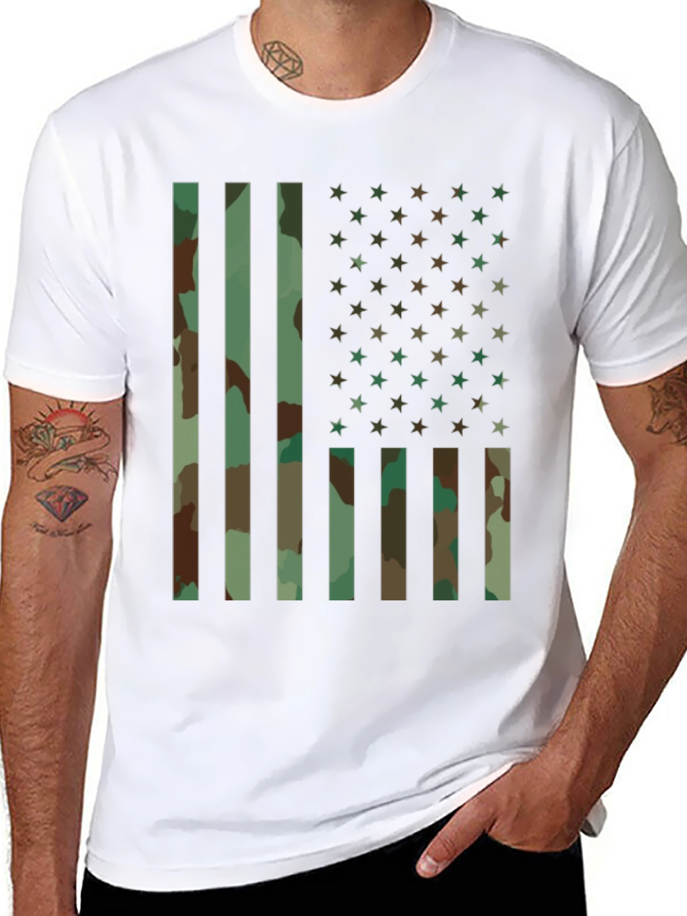 Camo American Flag Graphic T-Shirt