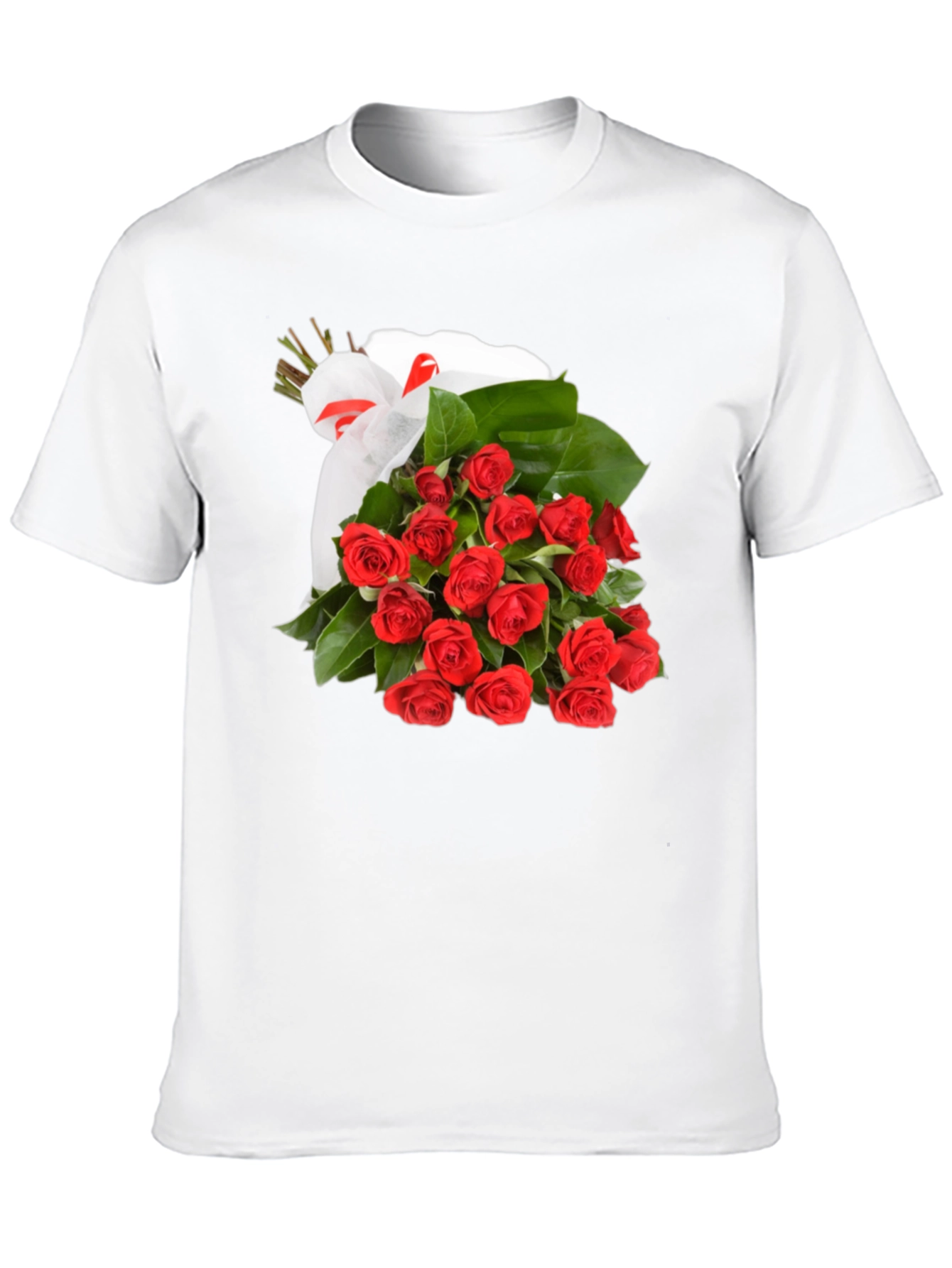 Roses Bouquet T-Shirt - Black Crew Neck Tee