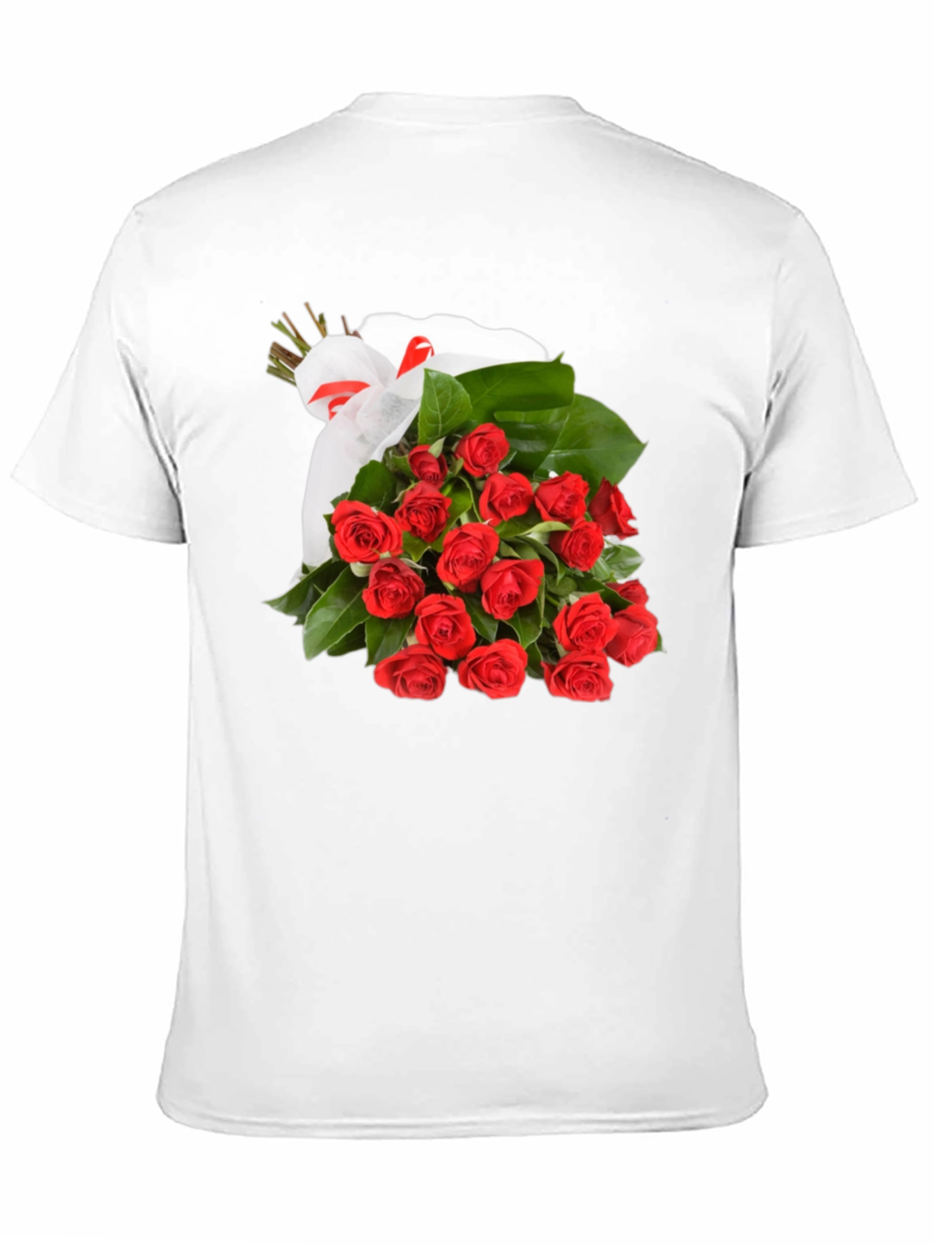 Roses Bouquet T-Shirt - Black Crew Neck Tee