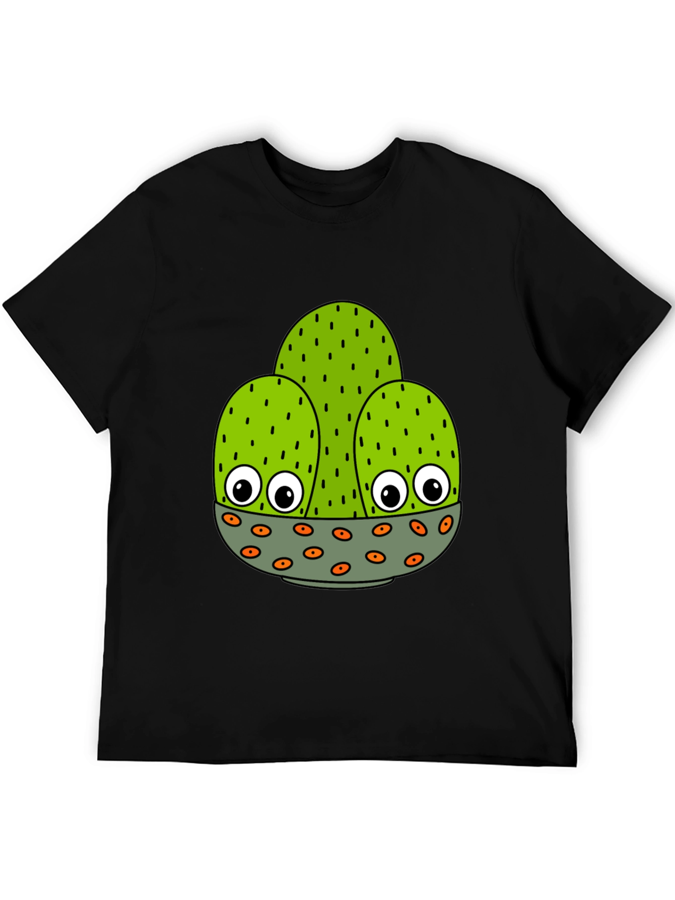 Funny Cactus Graphic Tee - Black Cotton Shirt
