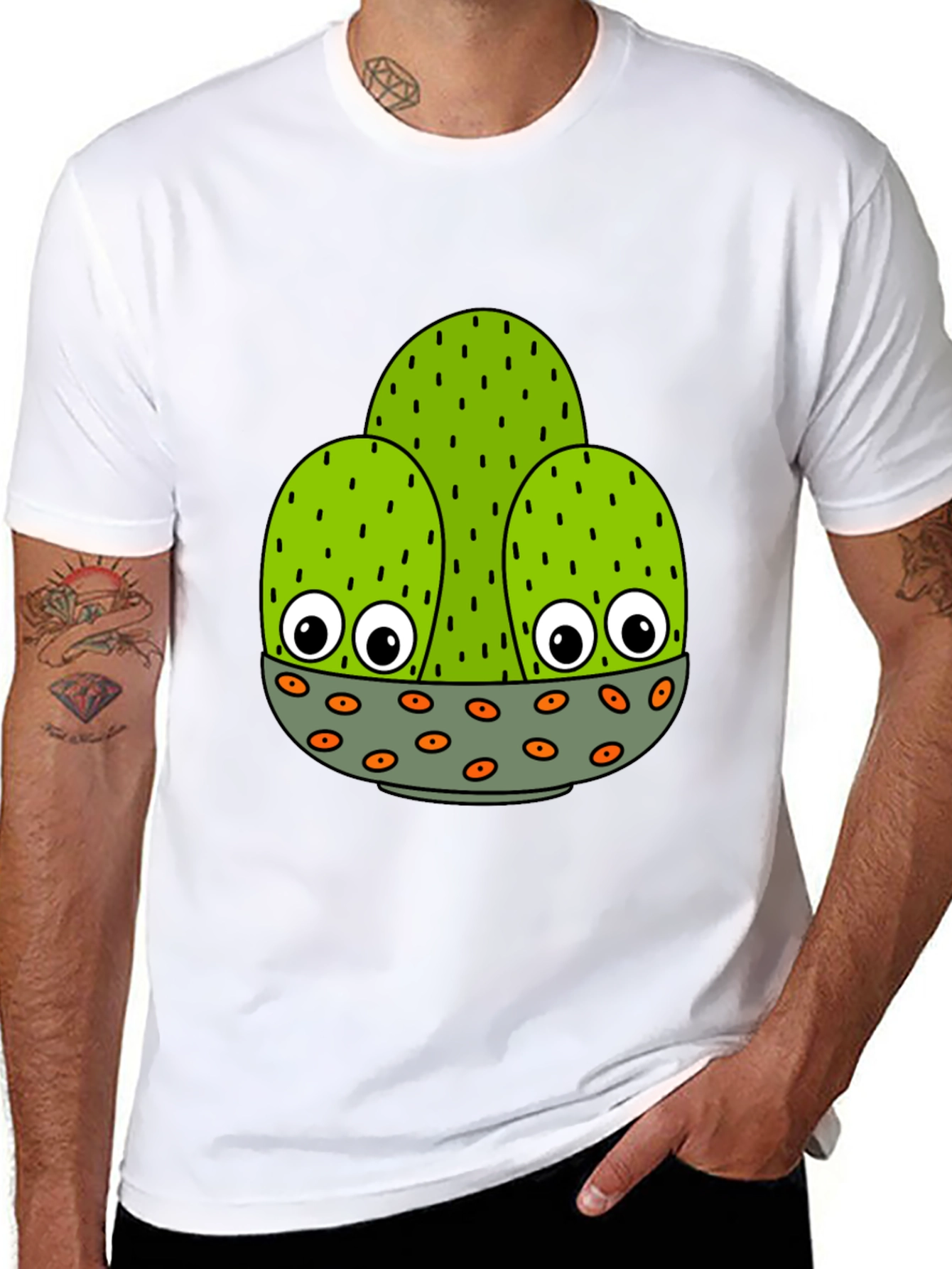 Funny Cactus Graphic Tee - Black Cotton Shirt