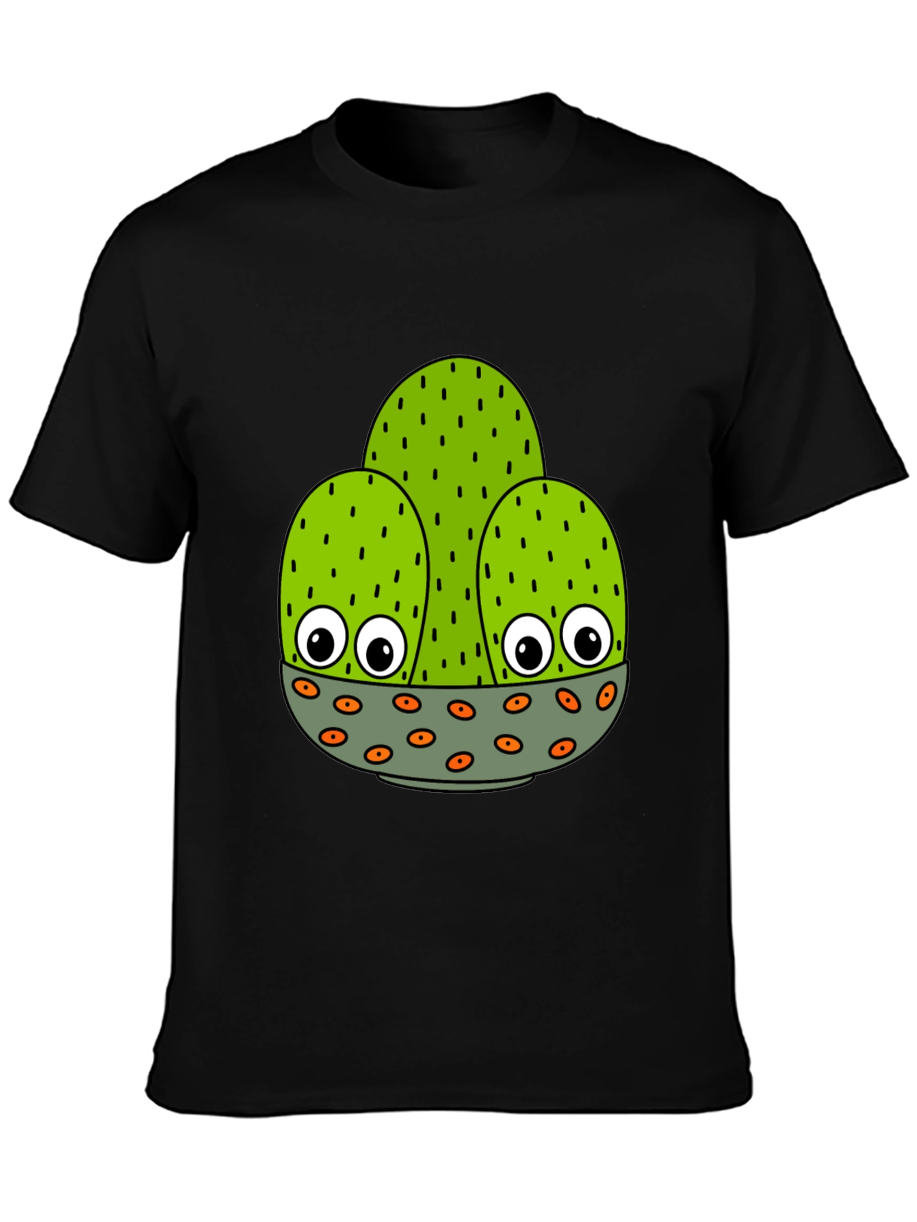 Funny Cactus Graphic Tee - Black Cotton Shirt
