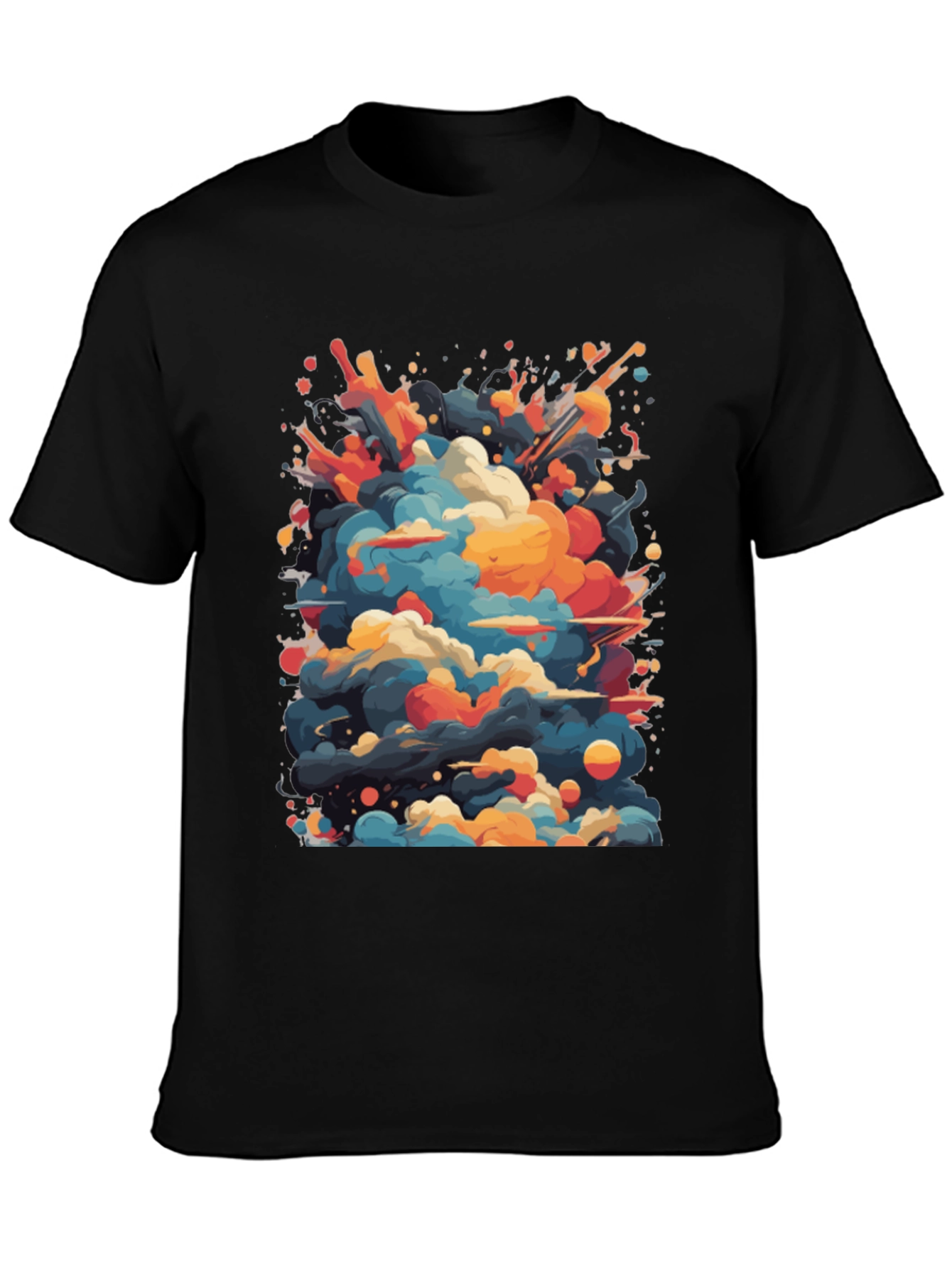 Abstract Cloud Burst Graphic Tee - Black