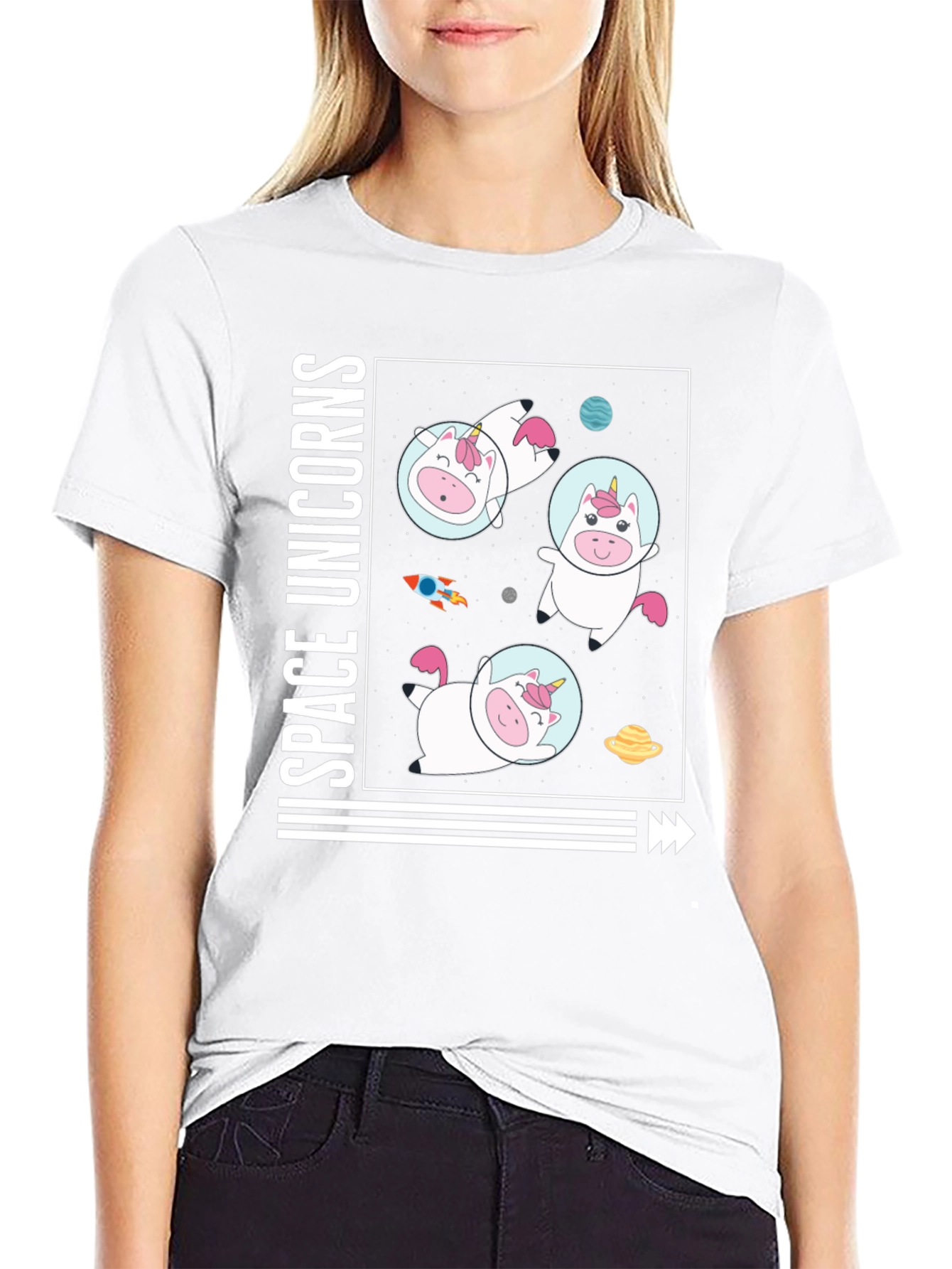 Space Unicorns Black T-Shirt