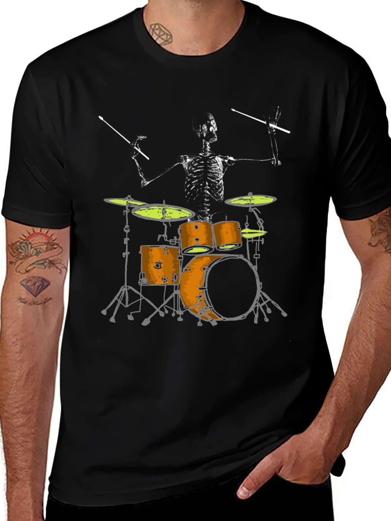 Skeleton Drummer Graphic T-Shirt - Rock On!
