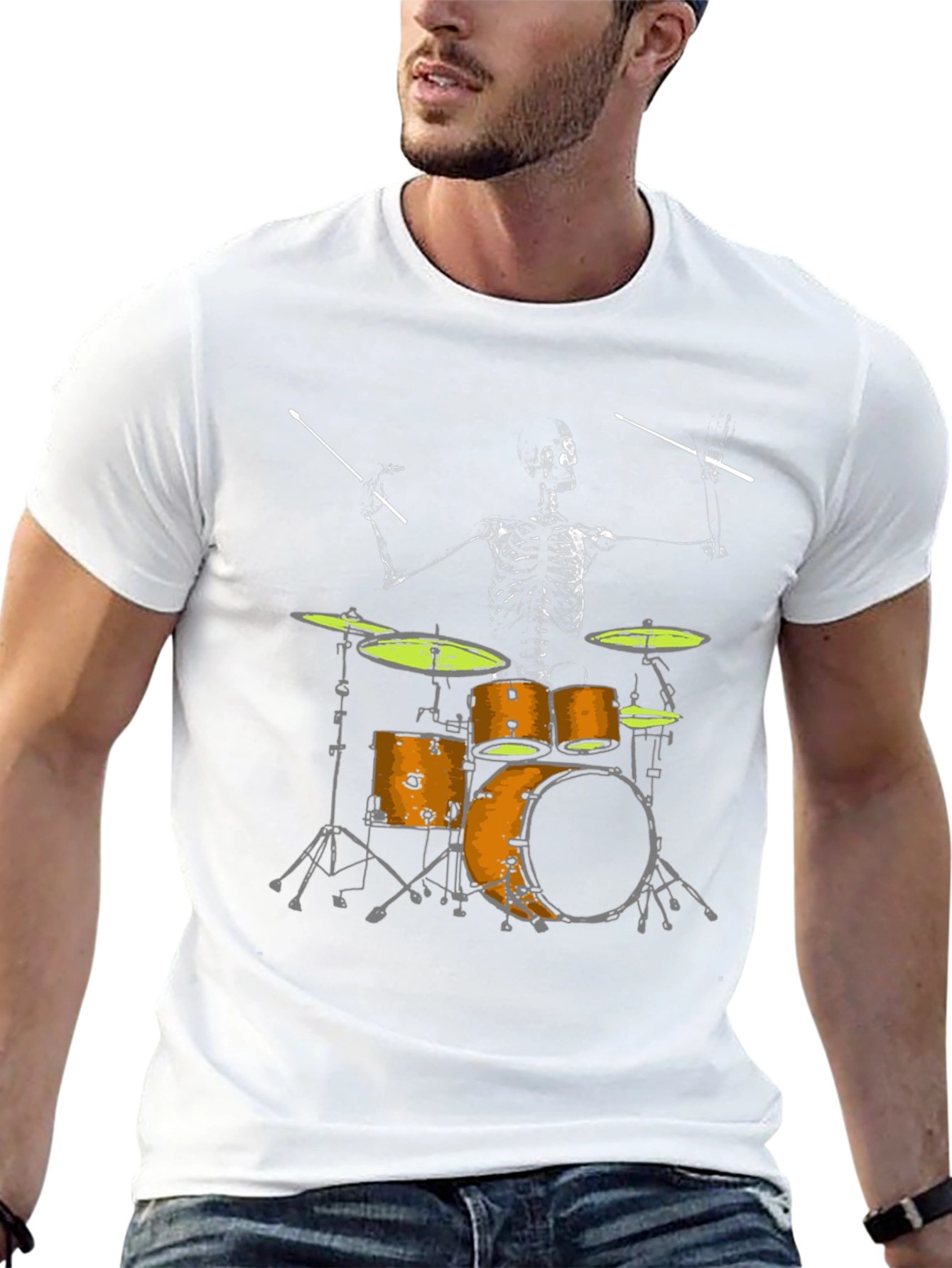 Skeleton Drummer Graphic T-Shirt - Rock On!
