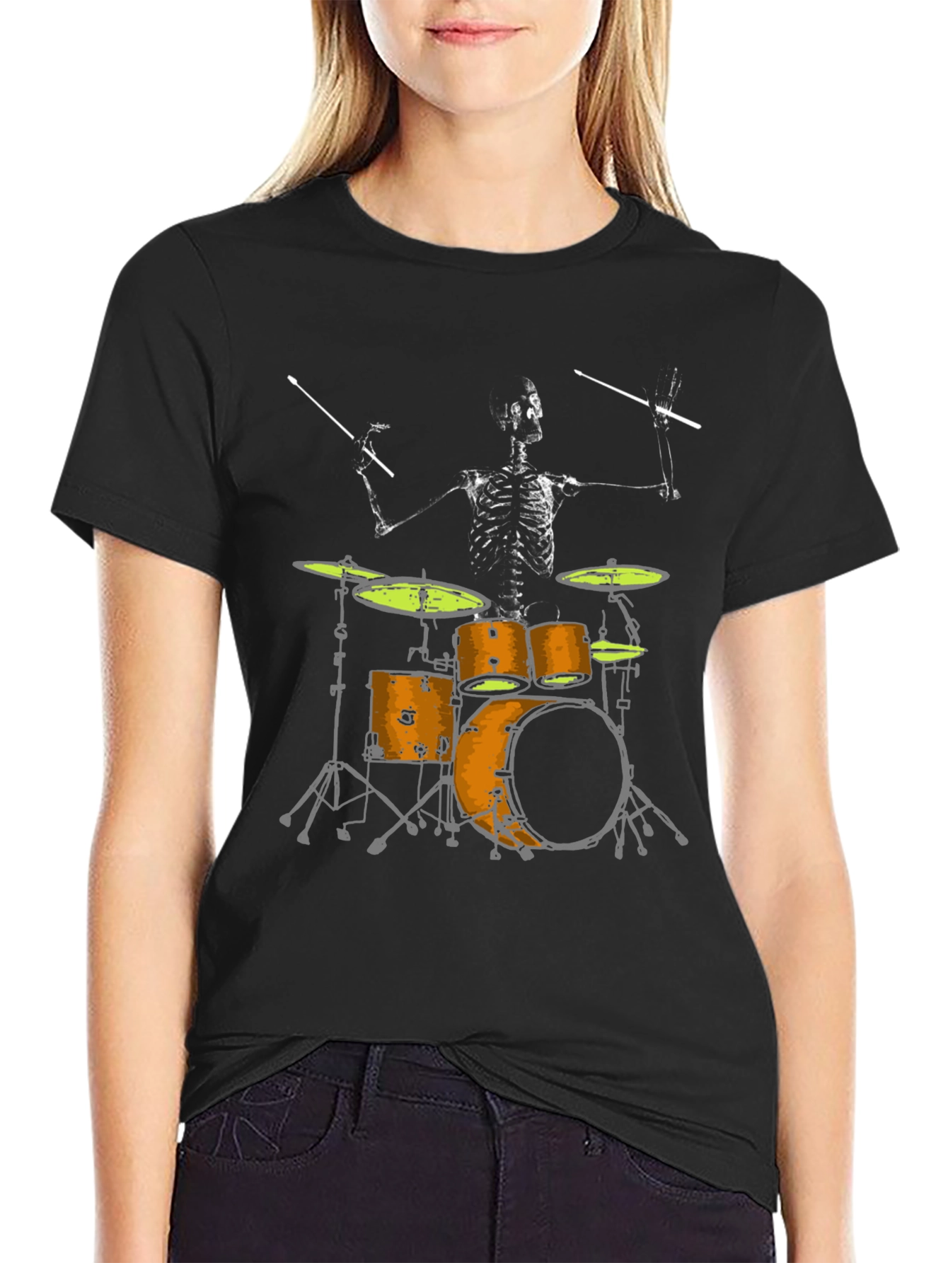 Skeleton Drummer Graphic T-Shirt - Rock On!