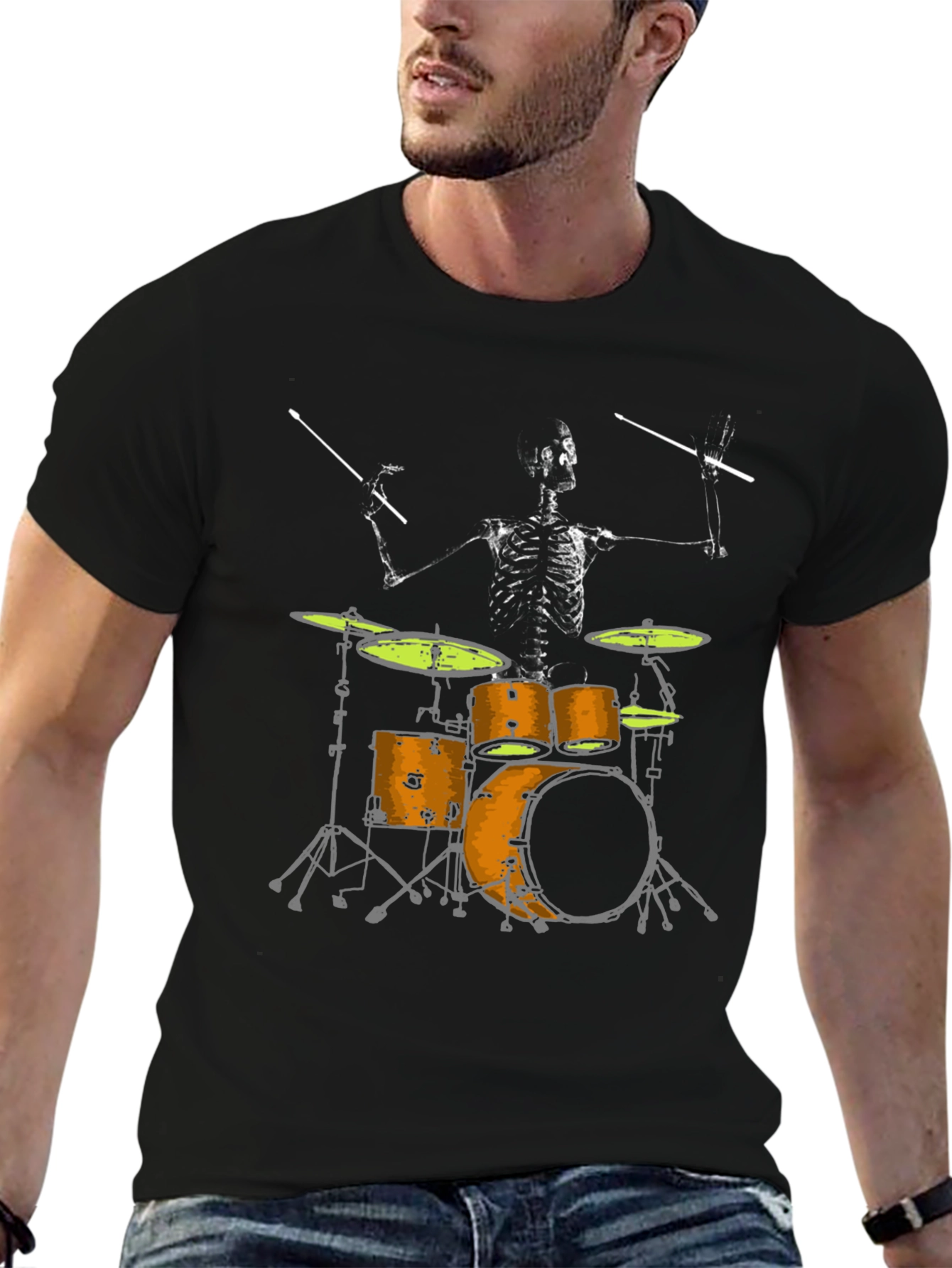 Skeleton Drummer Graphic T-Shirt - Rock On!