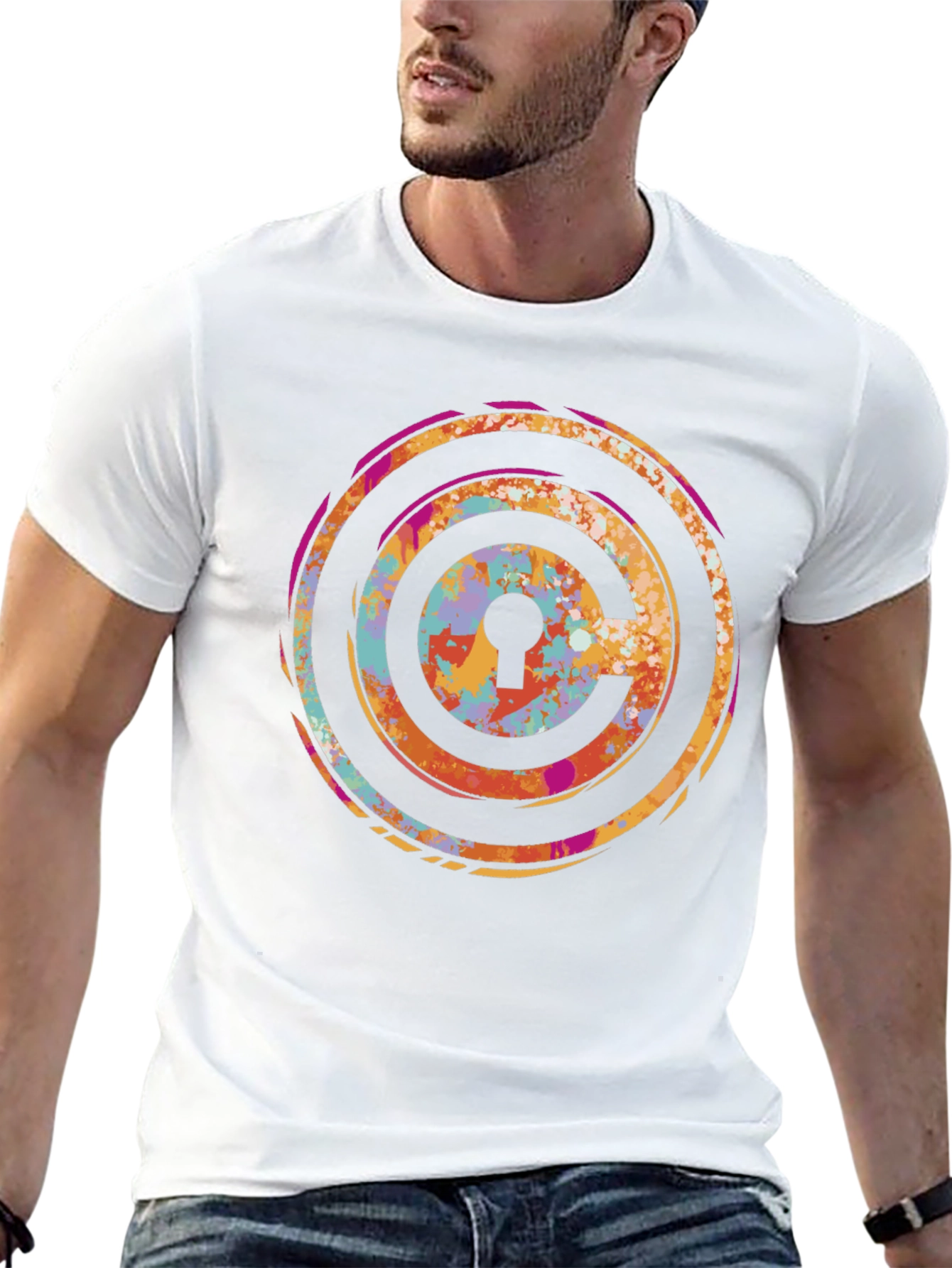 Abstract Keyhole T-Shirt