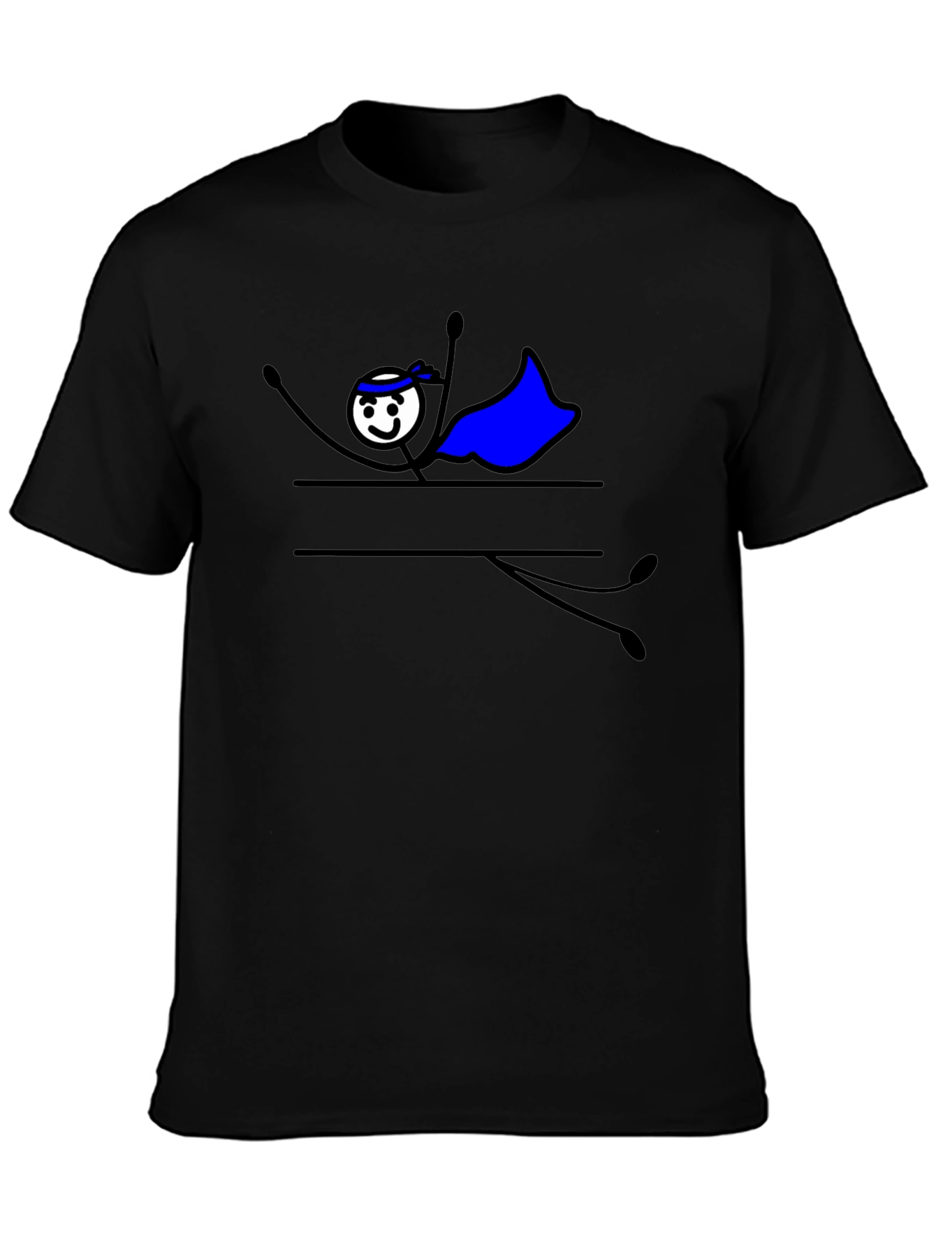 Superhero Stick Figure Graphic Tee - Black