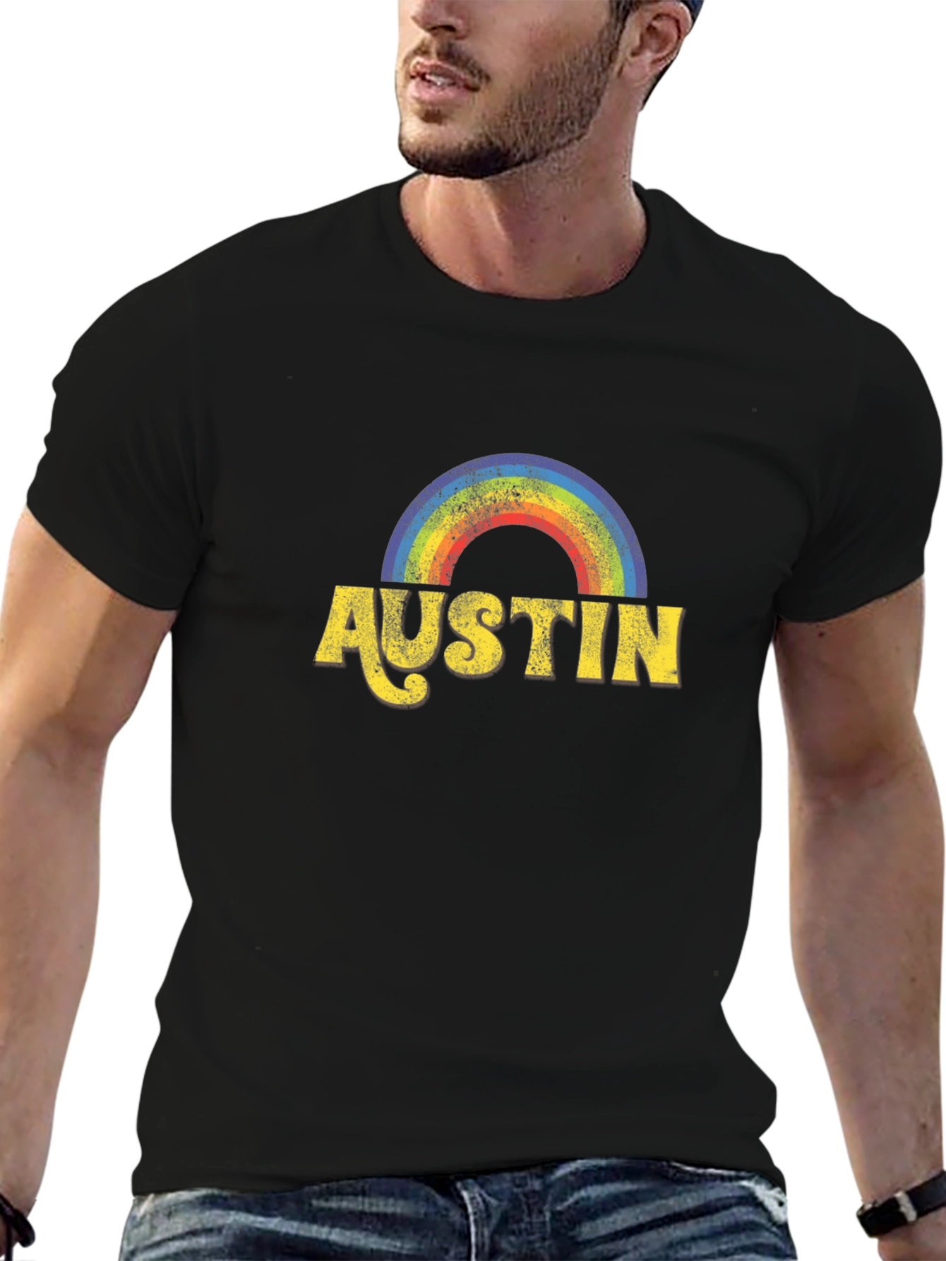 Austin Rainbow Graphic Tee - Classic Comfort