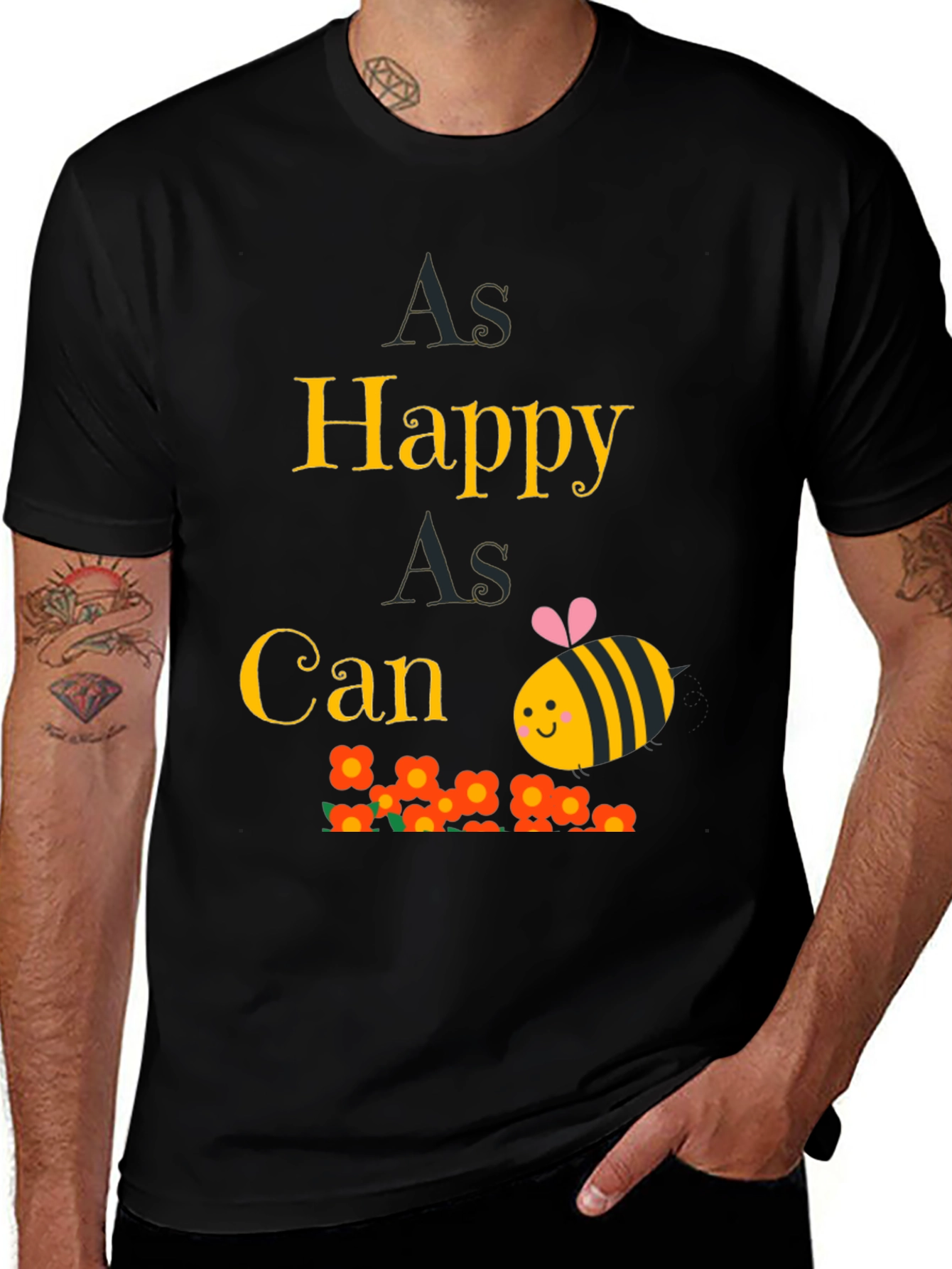 As Happy As Can Bee T-Shirt - Black
