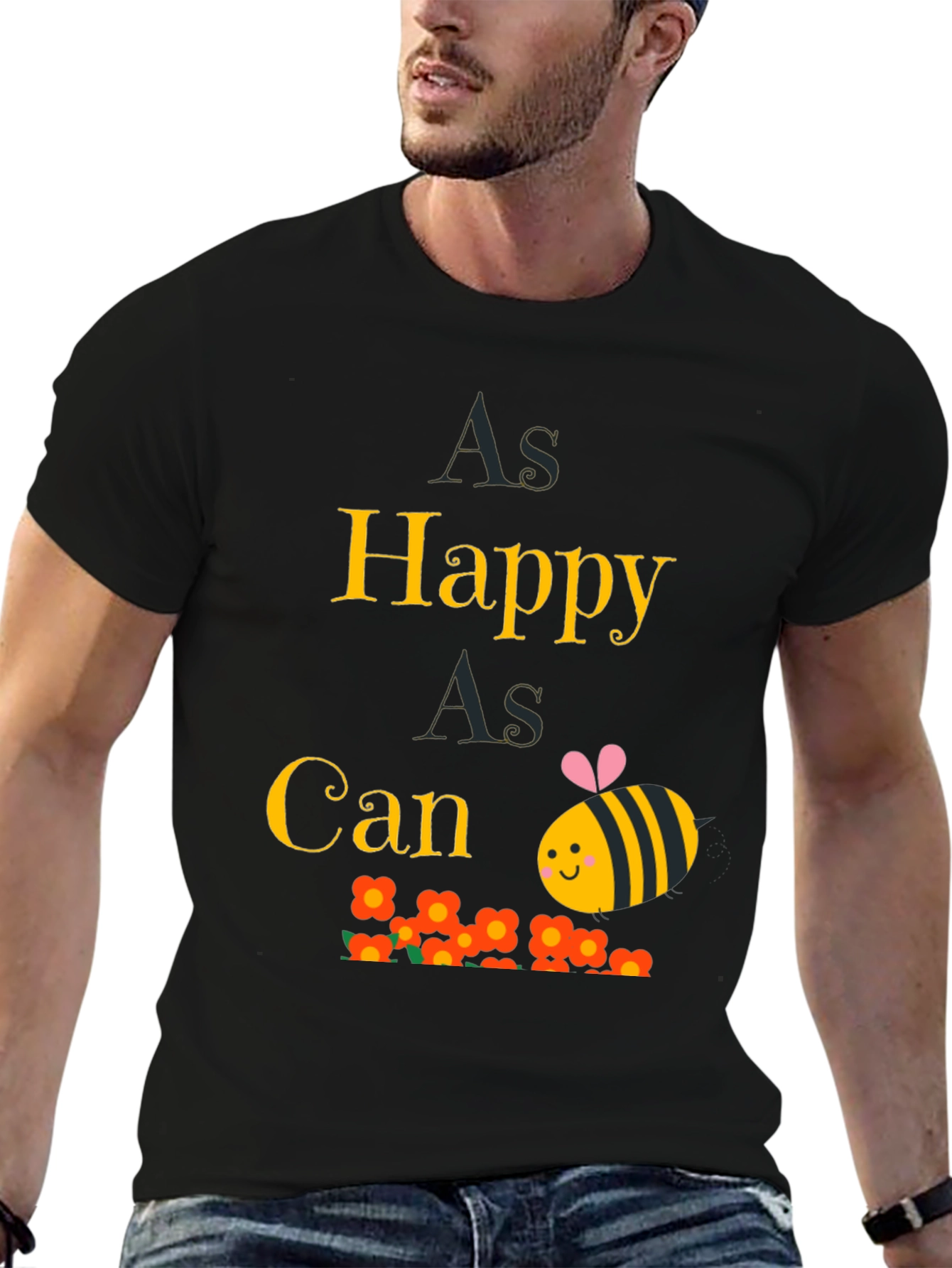 As Happy As Can Bee T-Shirt - Black