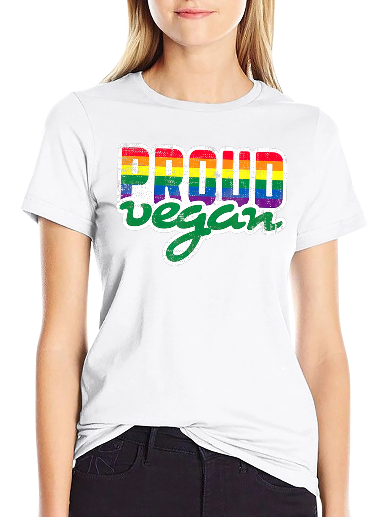 Proud Vegan Rainbow Graphic Tee - Black