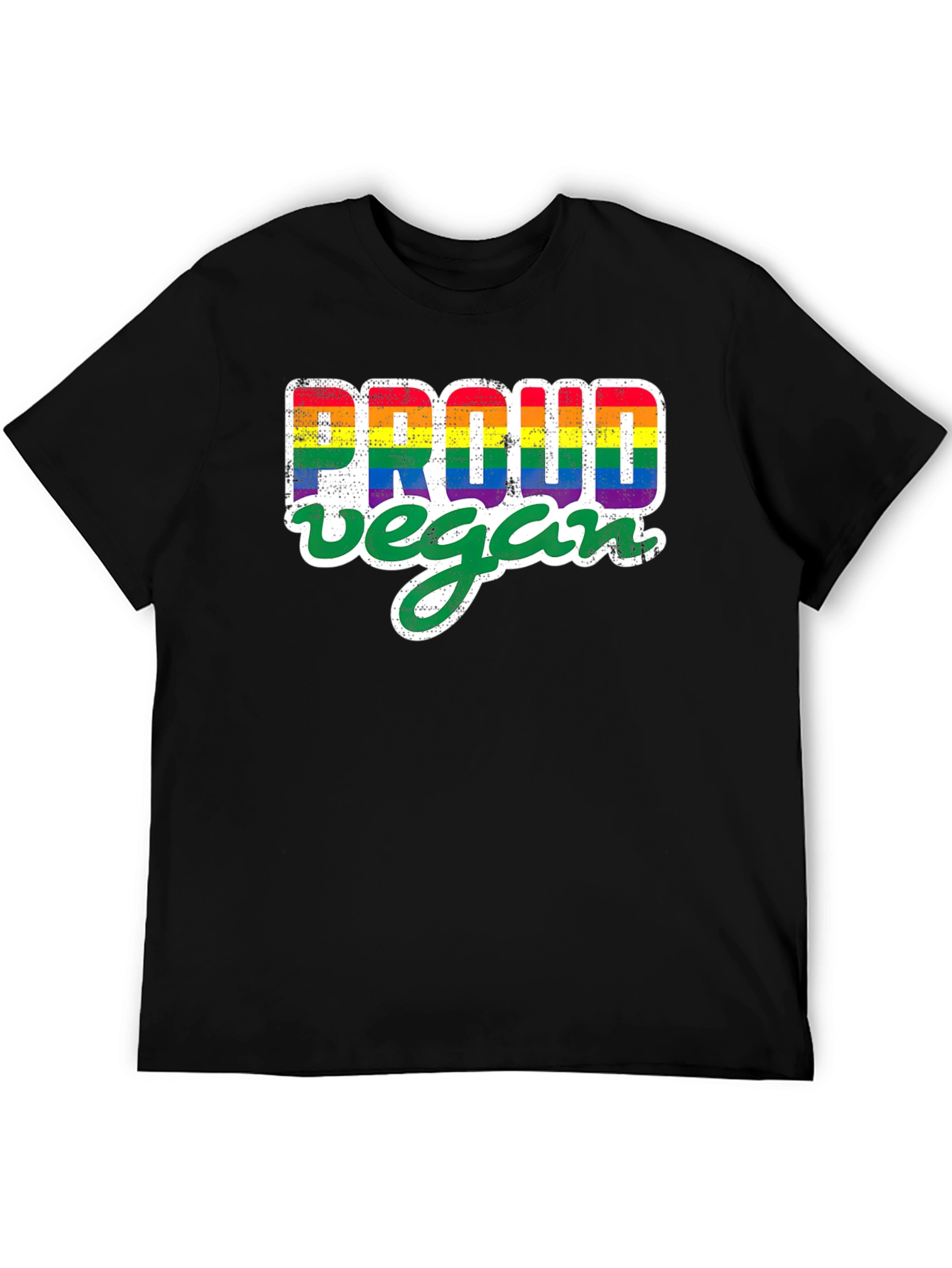 Proud Vegan Rainbow Graphic Tee - Black