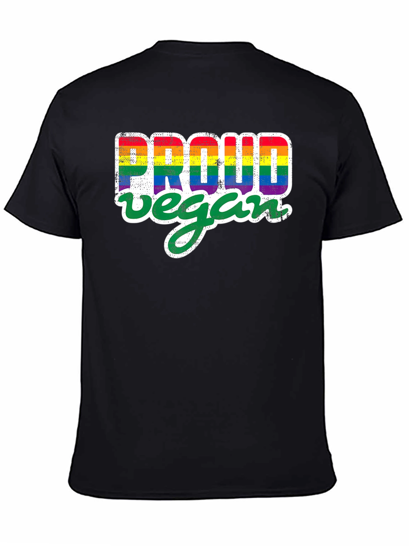 Proud Vegan Rainbow Graphic Tee - Black