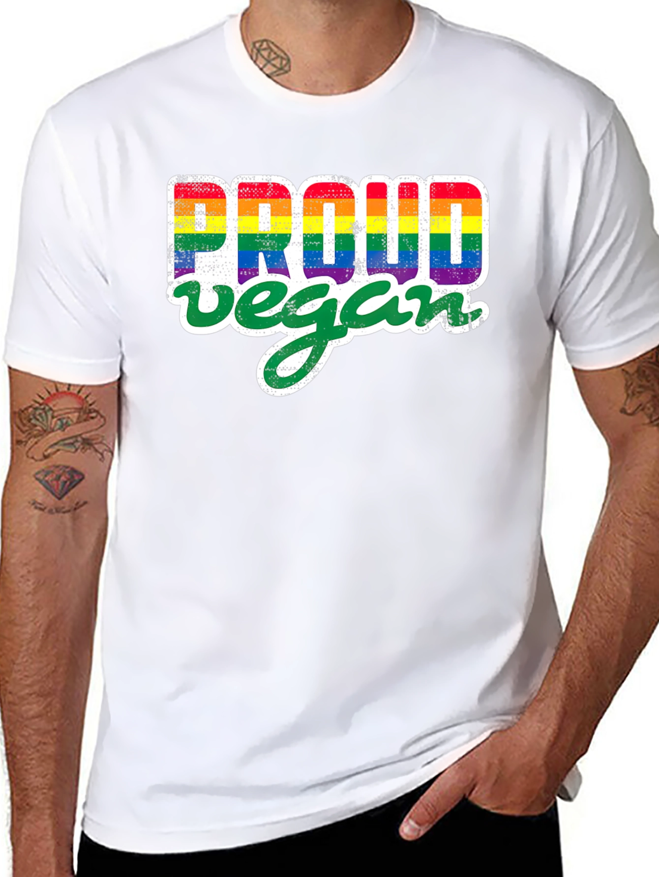 Proud Vegan Rainbow Graphic Tee - Black