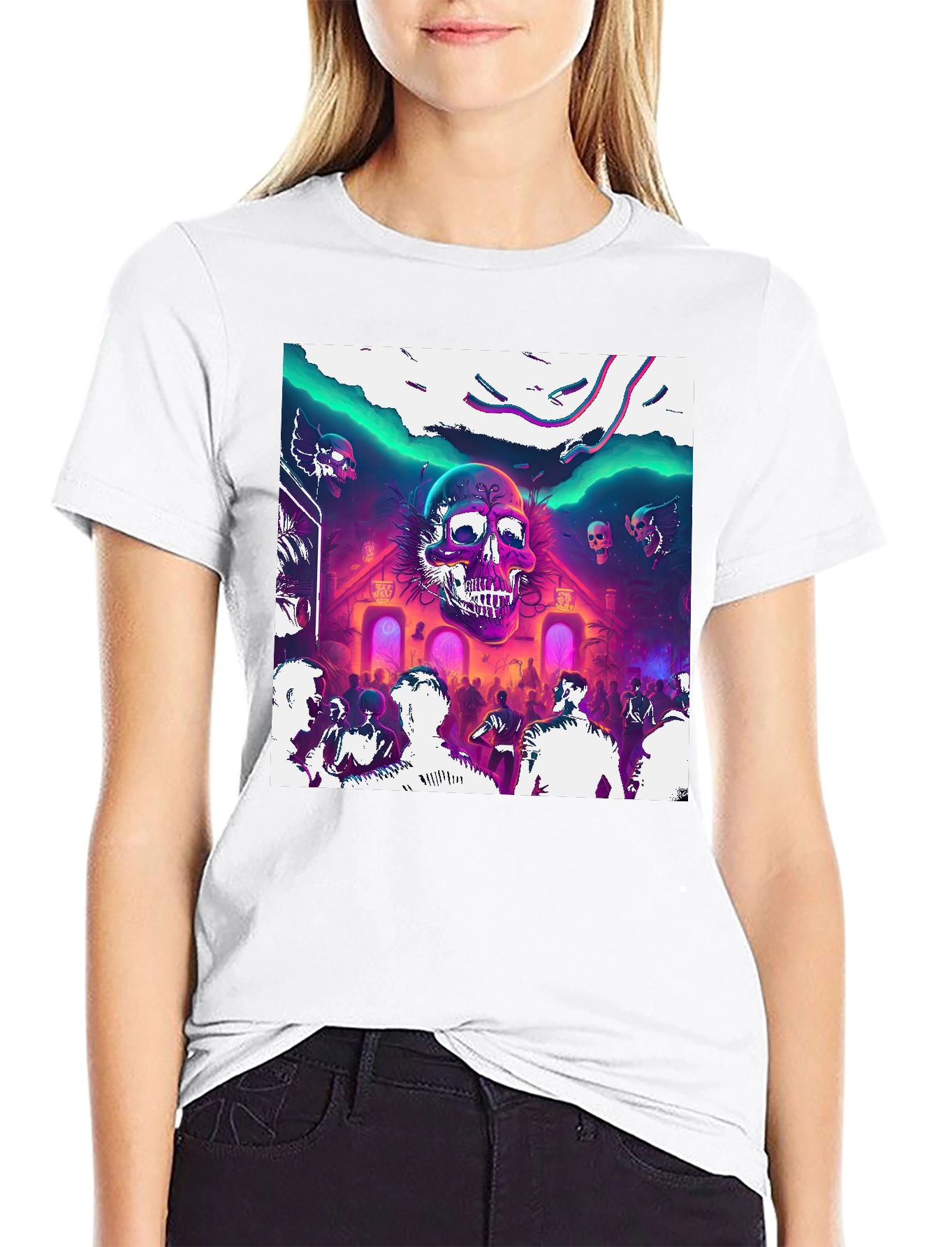 Skull Rave Graphic Tee - Party Vibes