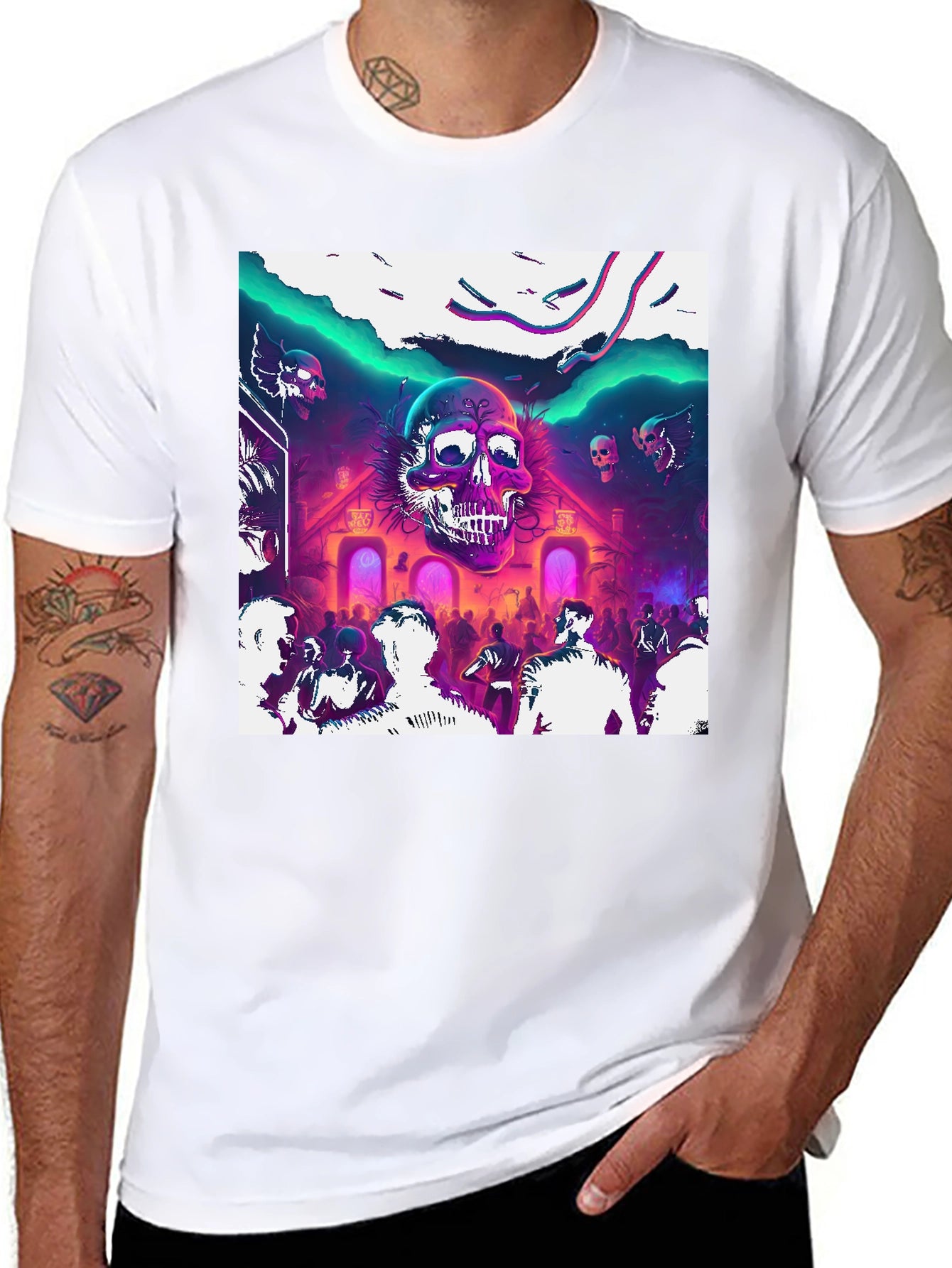 Skull Rave Graphic Tee - Party Vibes