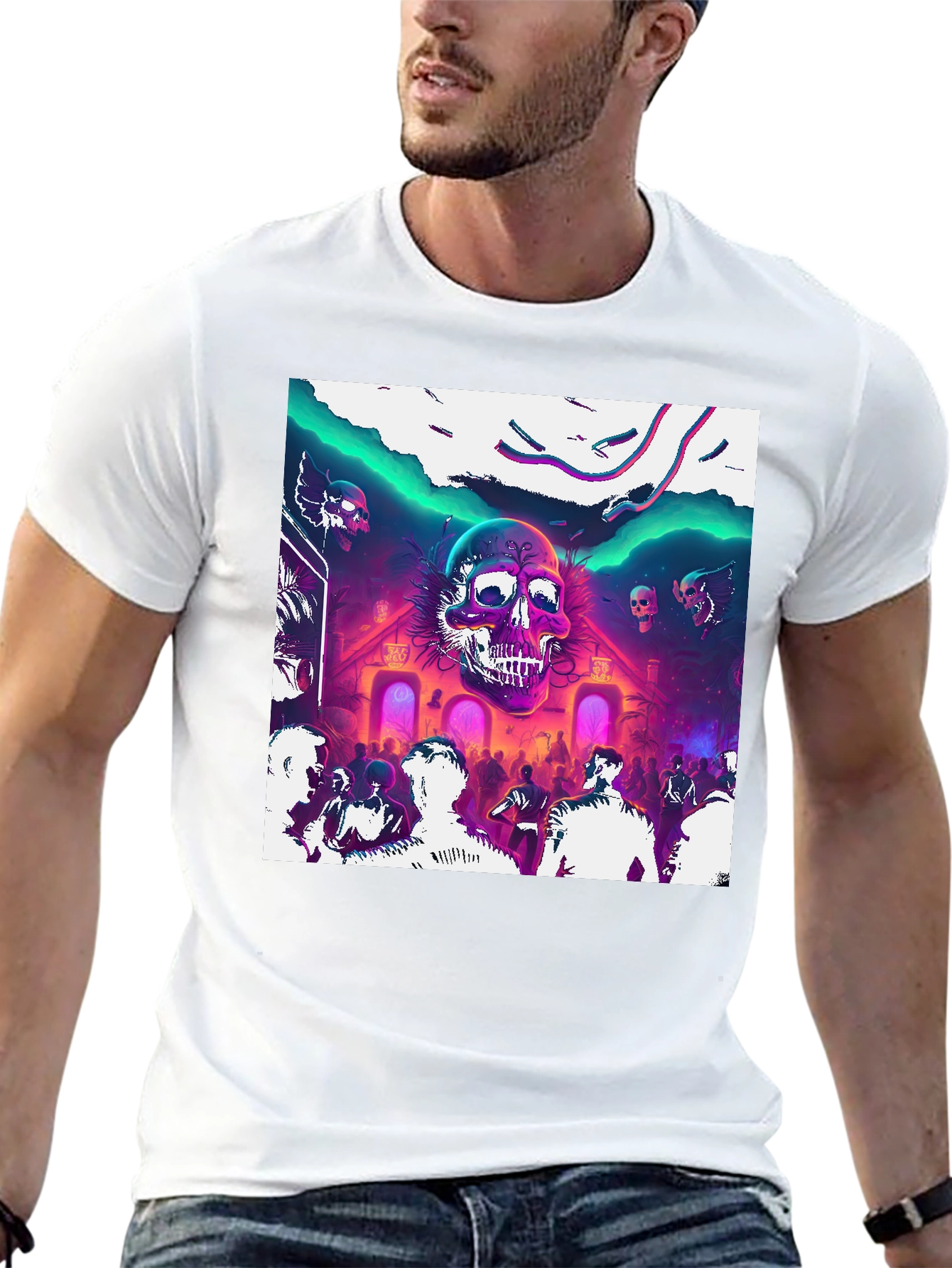 Skull Rave Graphic Tee - Party Vibes