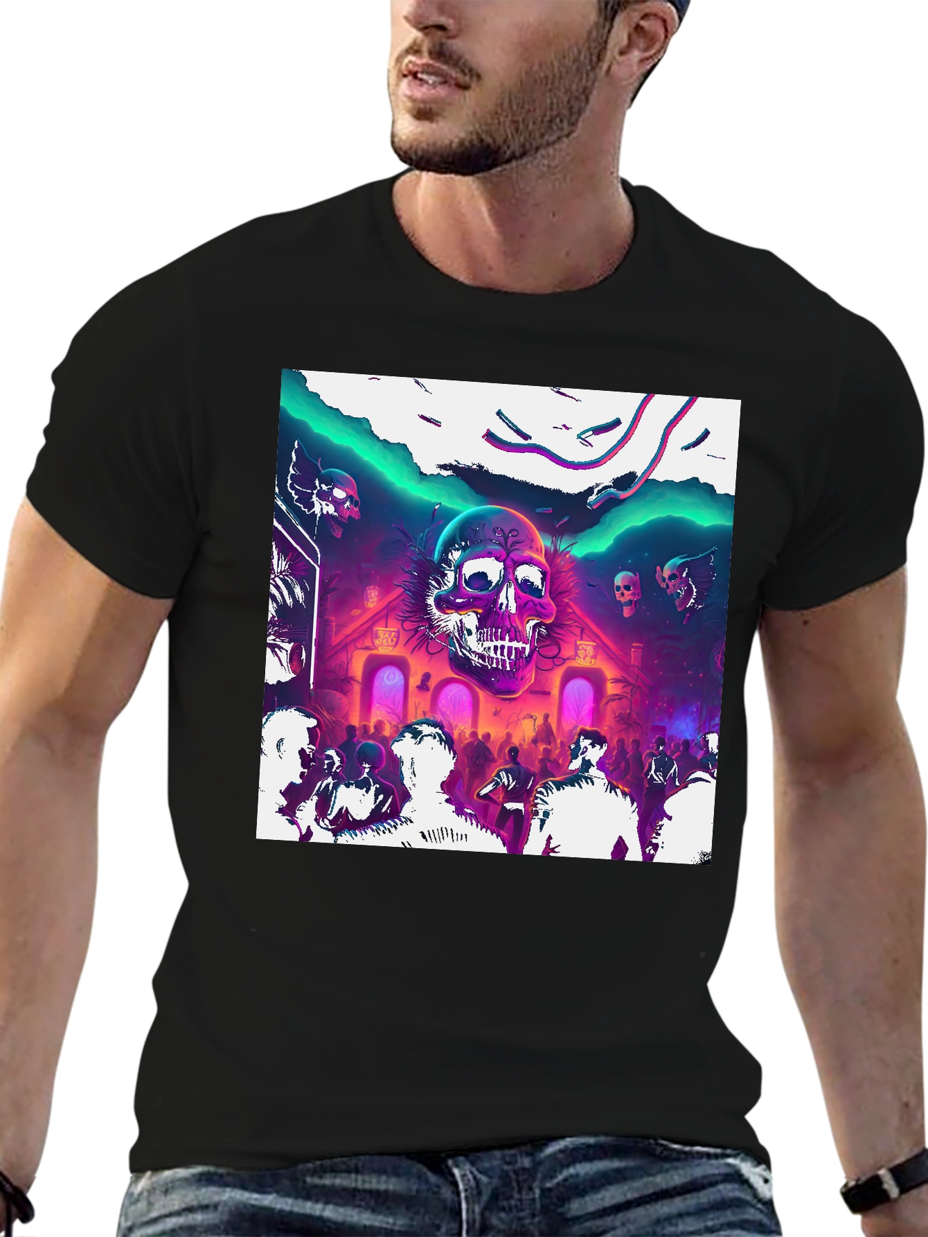 Skull Rave Graphic Tee - Party Vibes