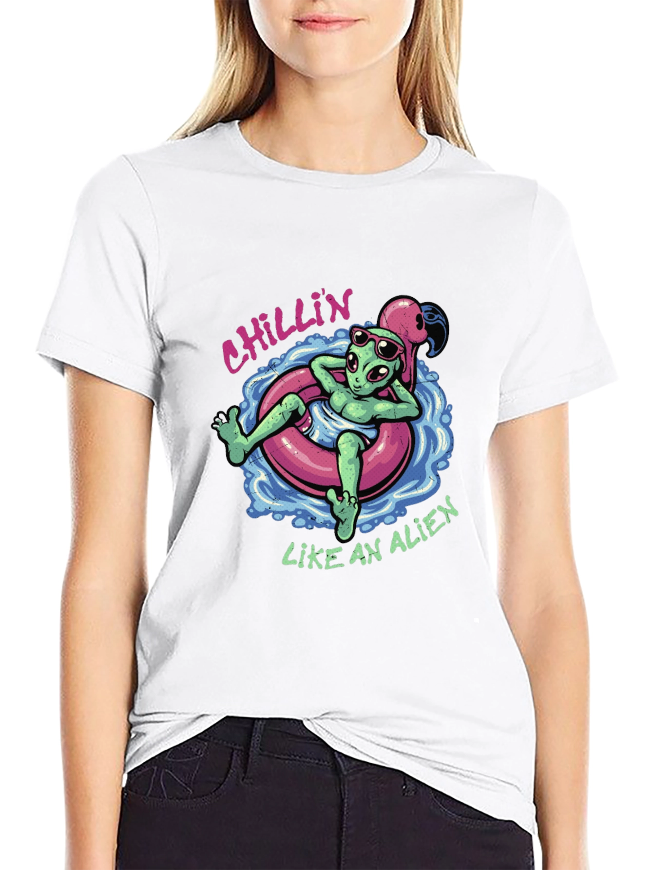 Chillin Alien Graphic T-Shirt - Summer Relax Vibes