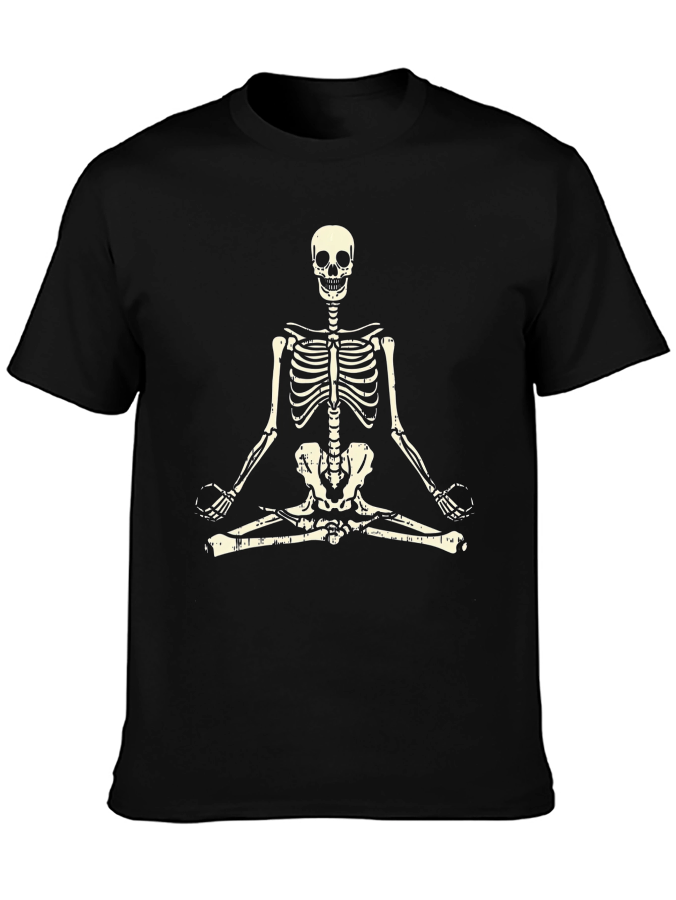 Meditating Skeleton T-Shirt - Black Graphic Tee