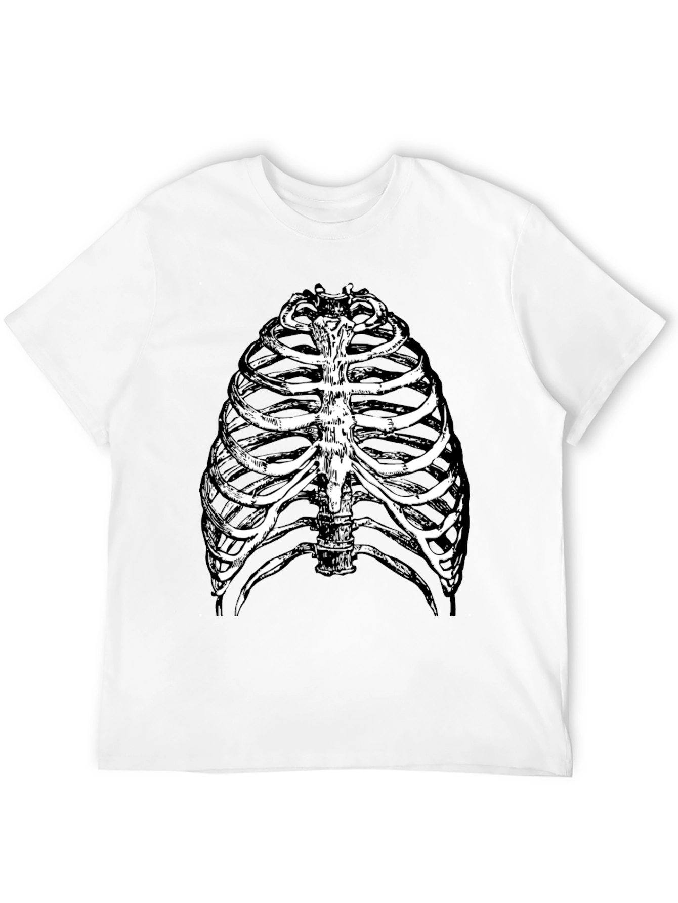 Skeleton Rib Cage Graphic Tee - Black Halloween Shirt