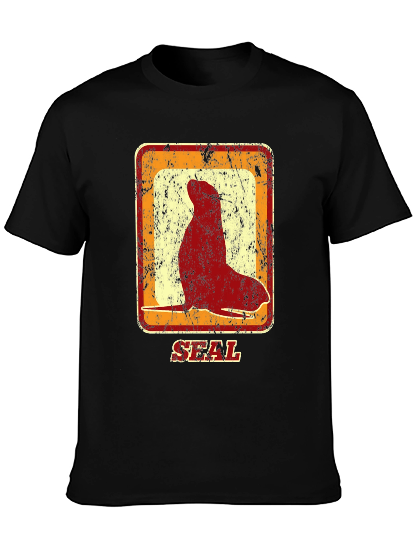 Retro Seal Graphic T-Shirt - Distressed Design