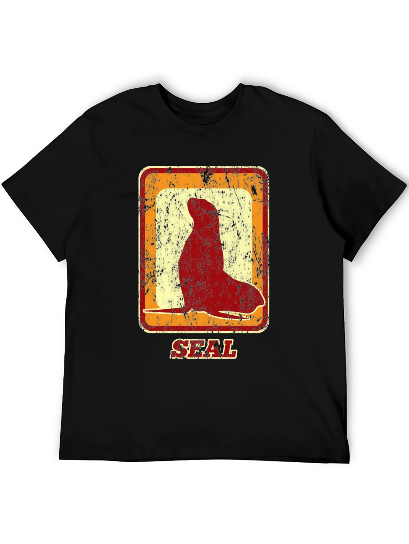 Retro Seal Graphic T-Shirt - Distressed Design