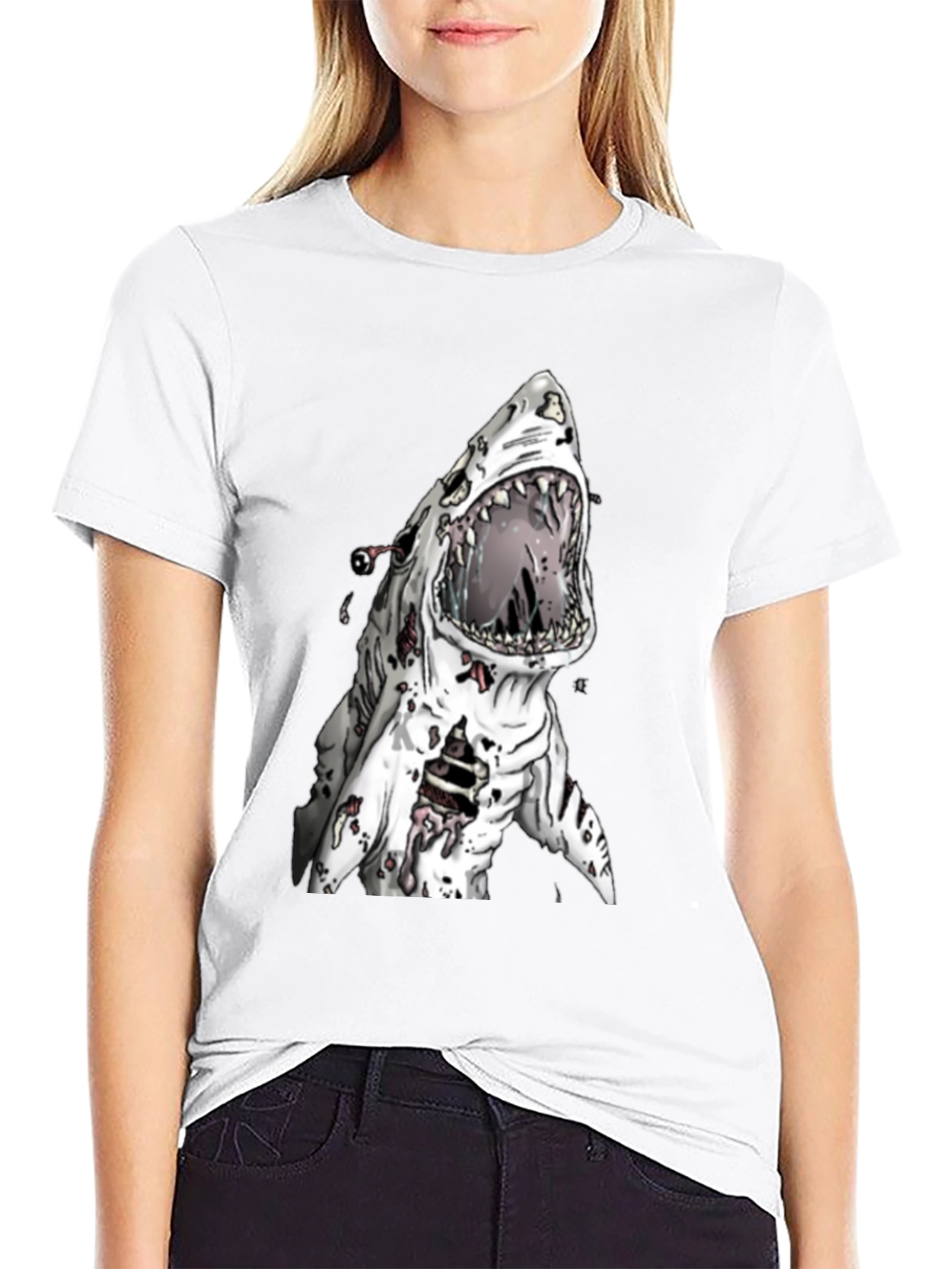 Zombie Shark Graphic Tee - Mens Black T-Shirt