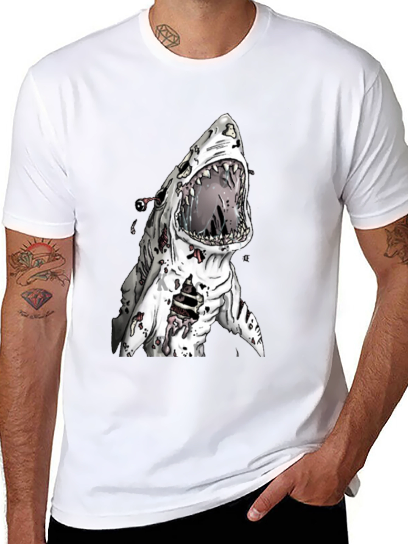 Zombie Shark Graphic Tee - Mens Black T-Shirt