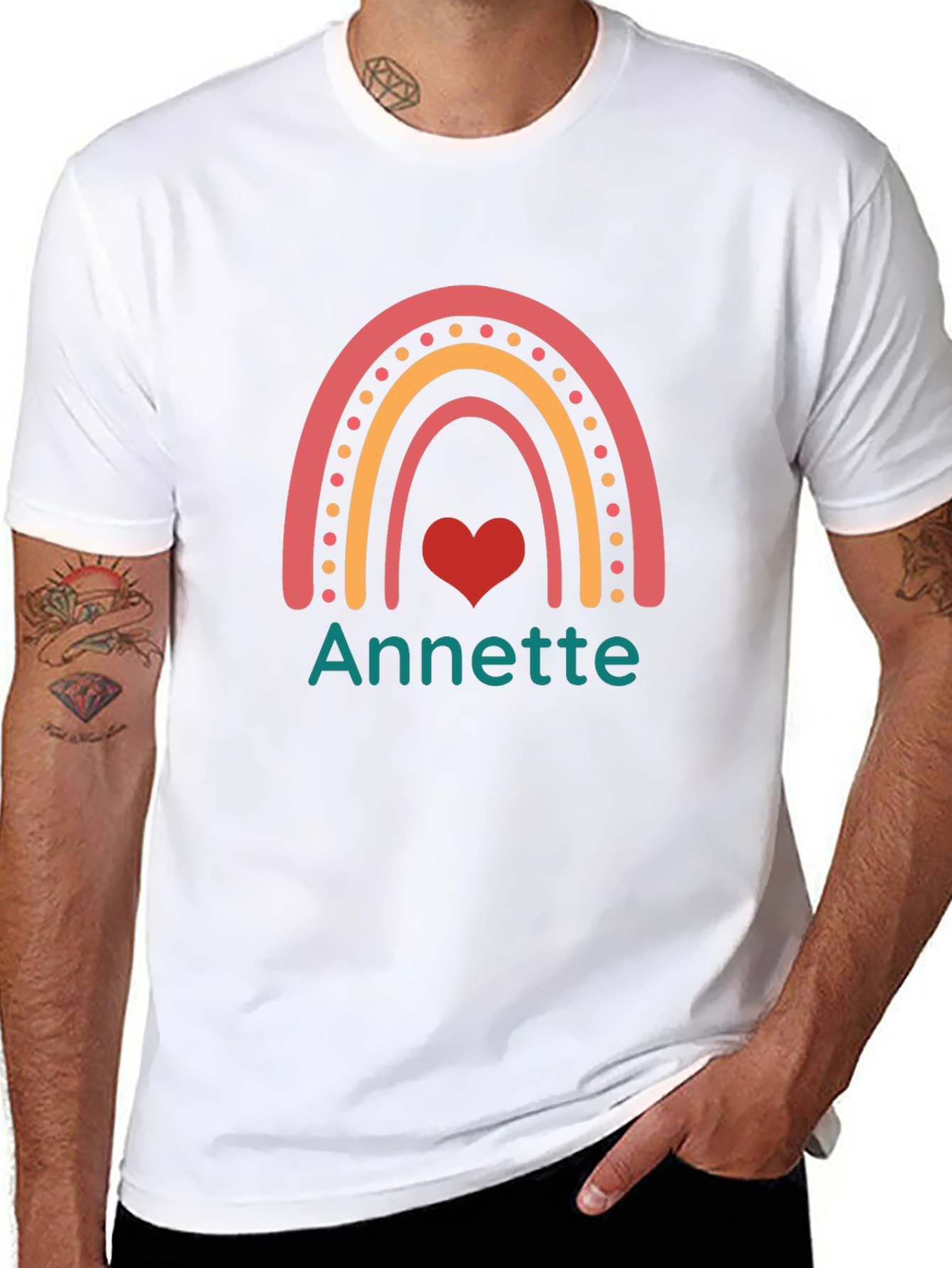 Annette Rainbow Heart Tee - Custom Name Shirt